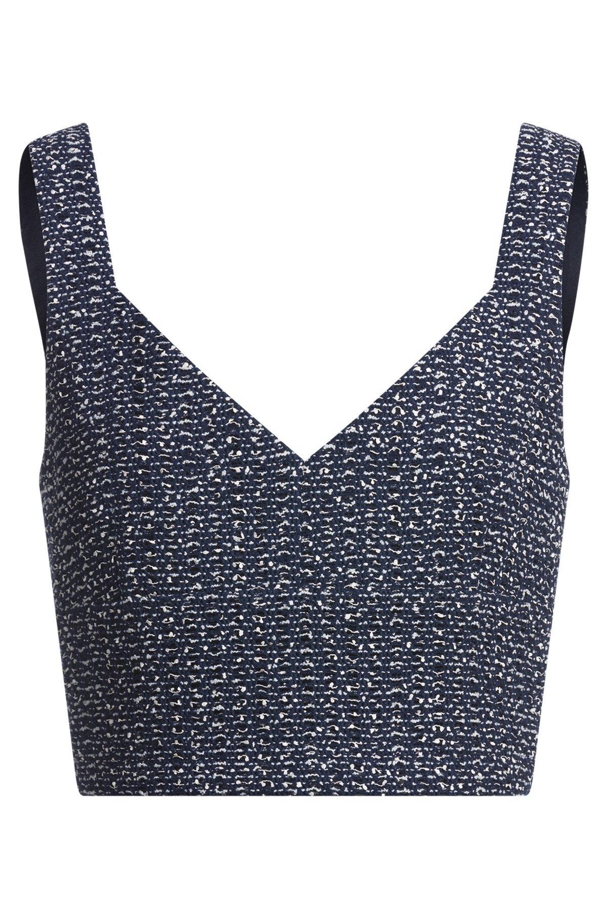 BOSS - Tailored top in two-tone crochet tweed - Patterned Product Image