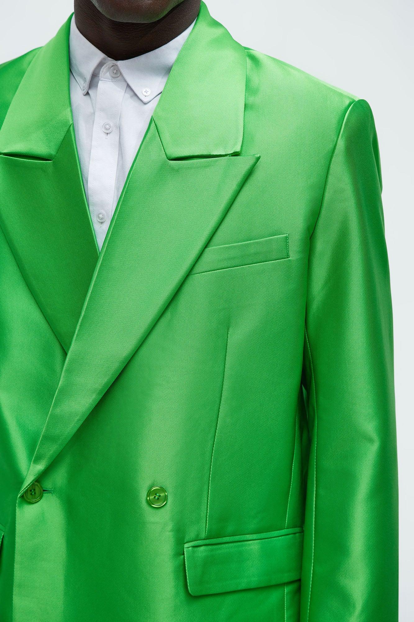 Call On Me Boxy Double Breasted Suit Jacket - Green Product Image