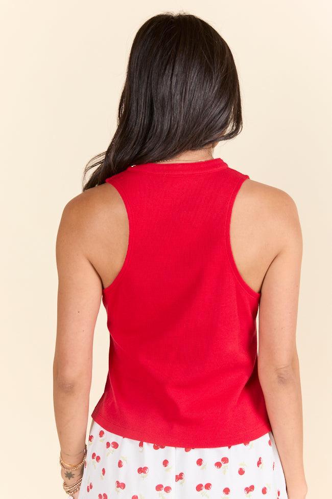 Just Breathe Red Waffle Knit Lounge Tank FINAL SALE Product Image