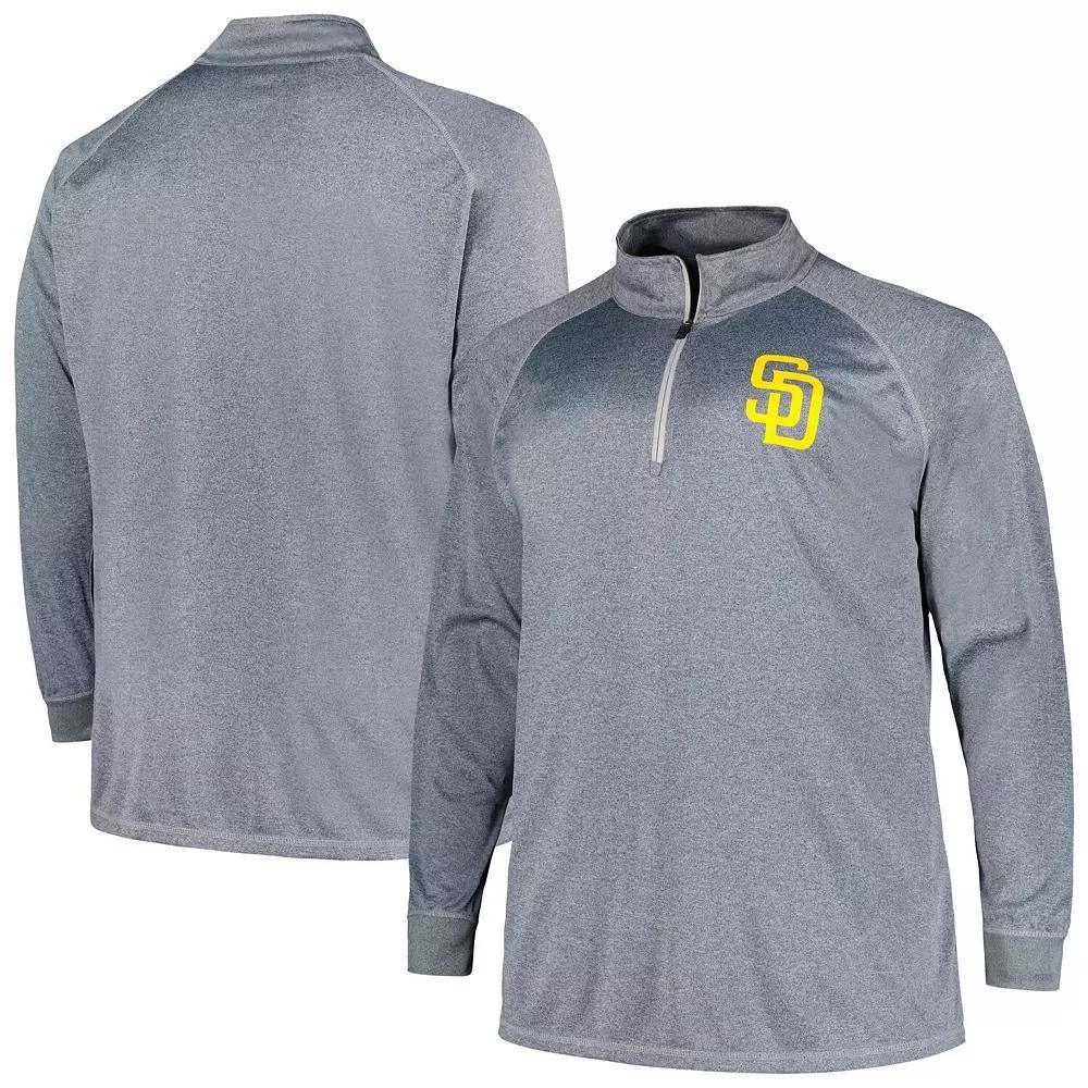 Men's Profile Gray San Diego Padres Big & Tall Raglan Quarter-Zip Top, Size: 5XB, Grey Product Image