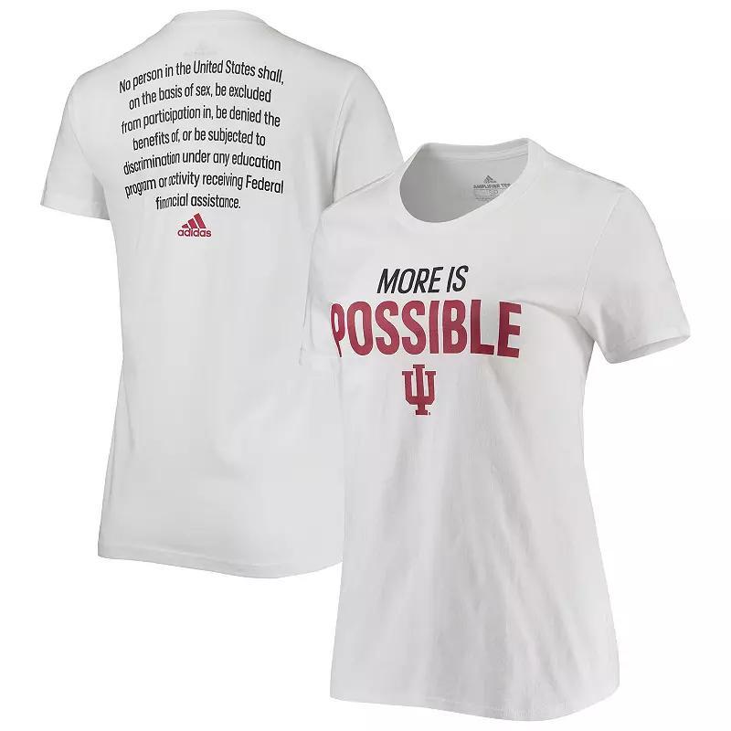 Women's adidas White Indiana Hoosiers More Is Possible T-Shirt, Size: Medium Product Image