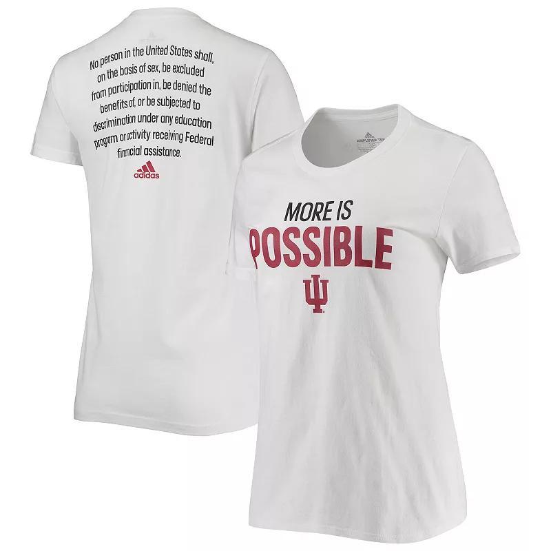 Women's adidas White Indiana Hoosiers More Is Possible T-Shirt, Size: Medium Product Image