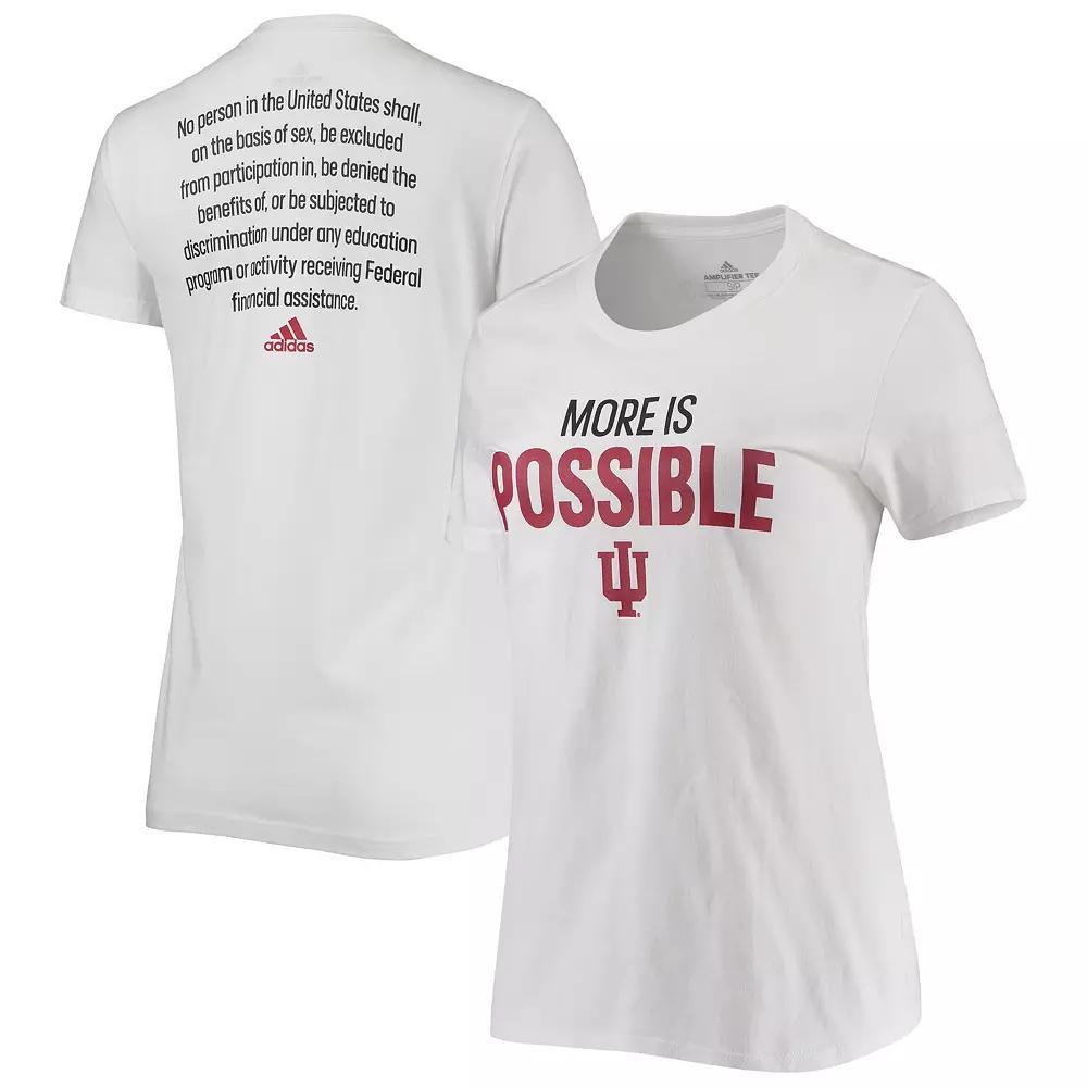 Women's adidas White Indiana Hoosiers More Is Possible T-Shirt, Size: Medium Product Image
