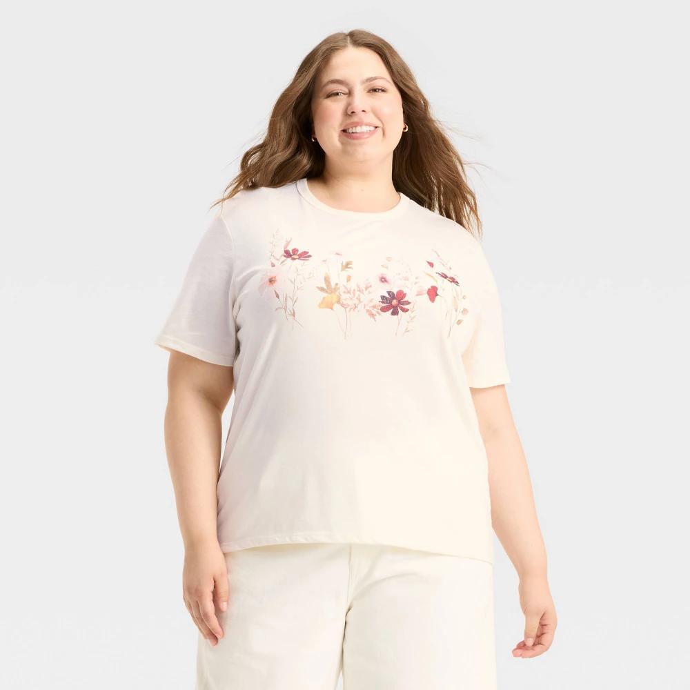 Women's Wildflower Short Sleeve Graphic T-Shirt - Ivory Product Image