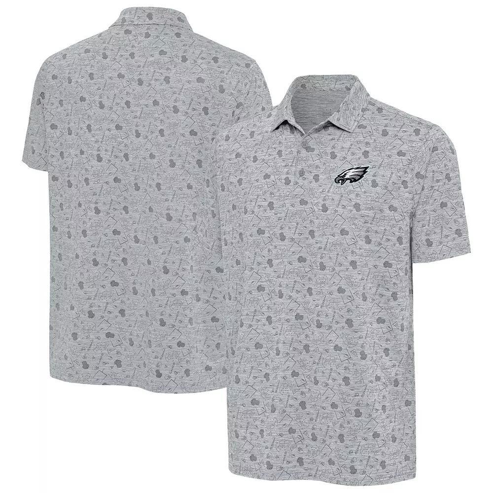 Men's Antigua Heather Gray Philadelphia Eagles Relentless Polo, Size: Medium, Grey Product Image