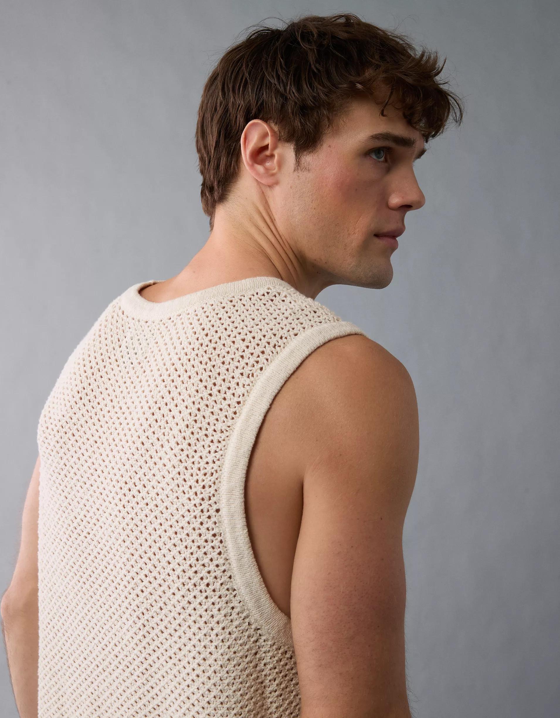 AE Open Knit Crochet Sweater Tank Top Product Image