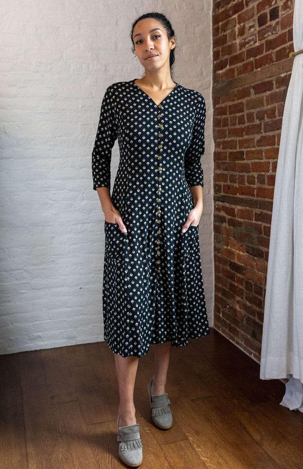 Fiona Dress in Black Floral Crepe Product Image