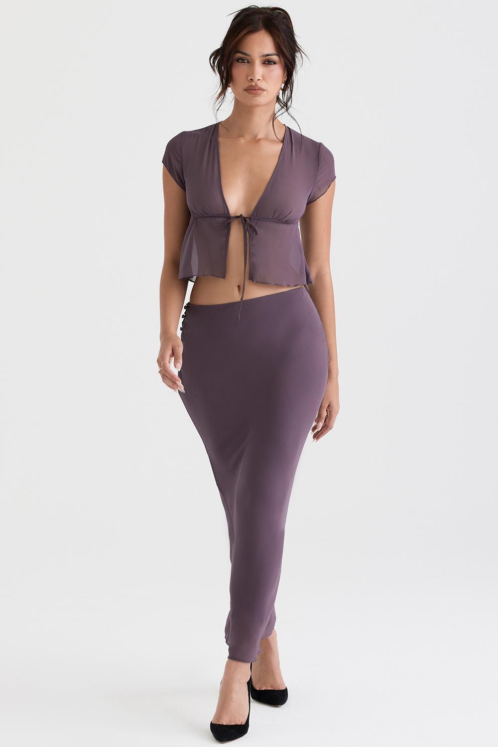 Dyana  dark mauve bias cut maxi skirt Product Image