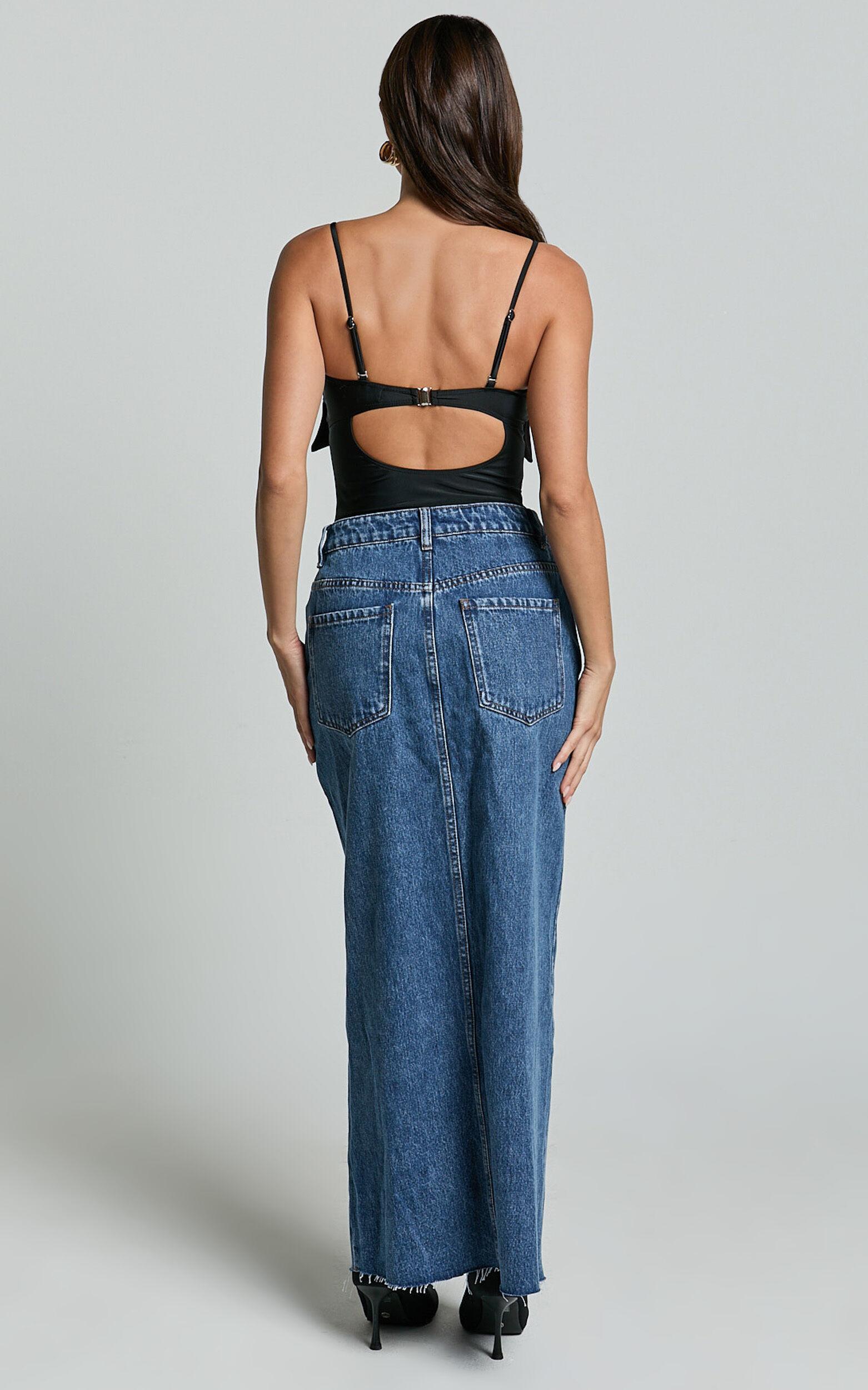 Susie Bodysuit - Strapless Bow Detail Bodysuit in Black Product Image