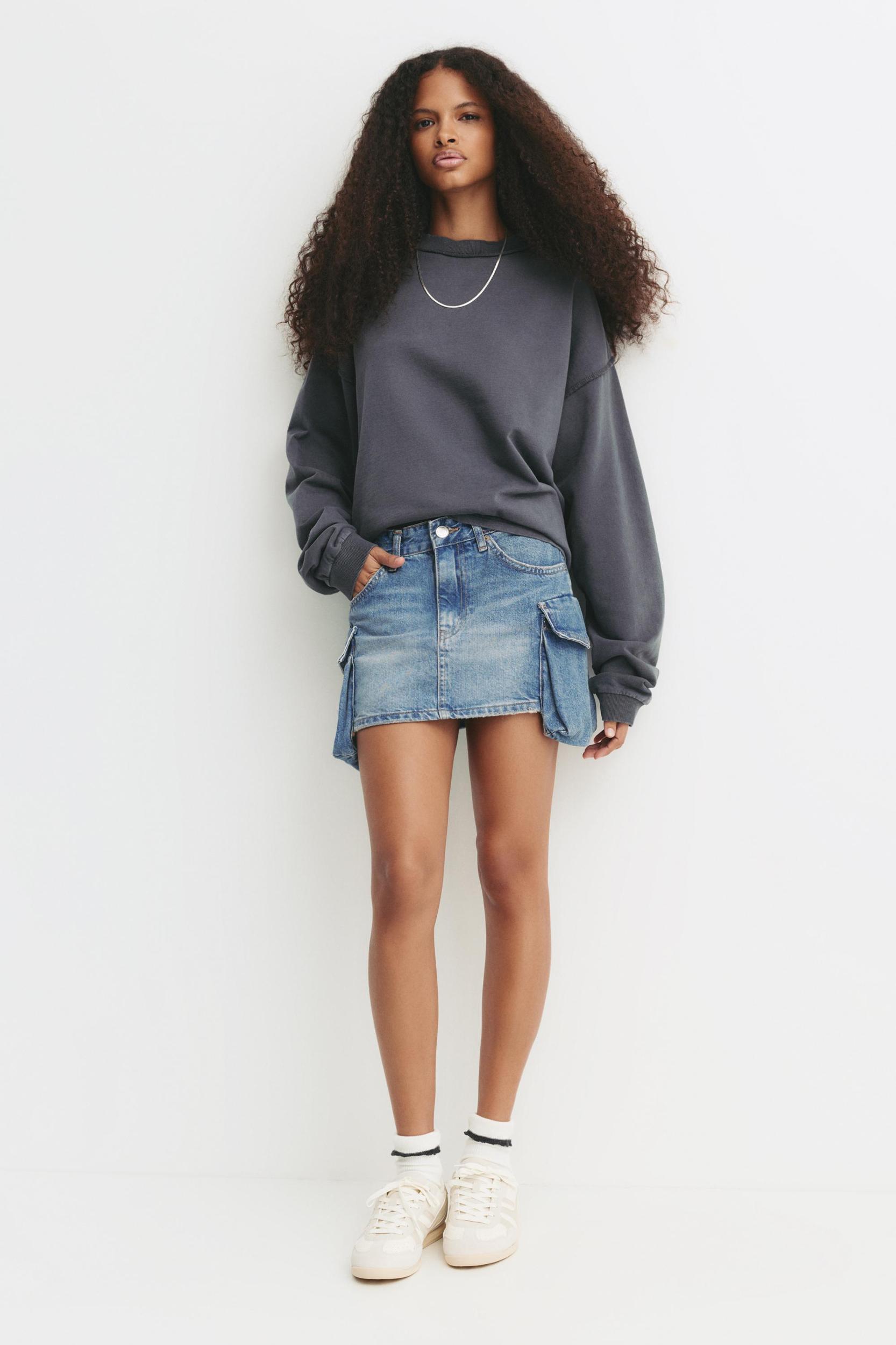 Denim cargo mini skirt Product Image