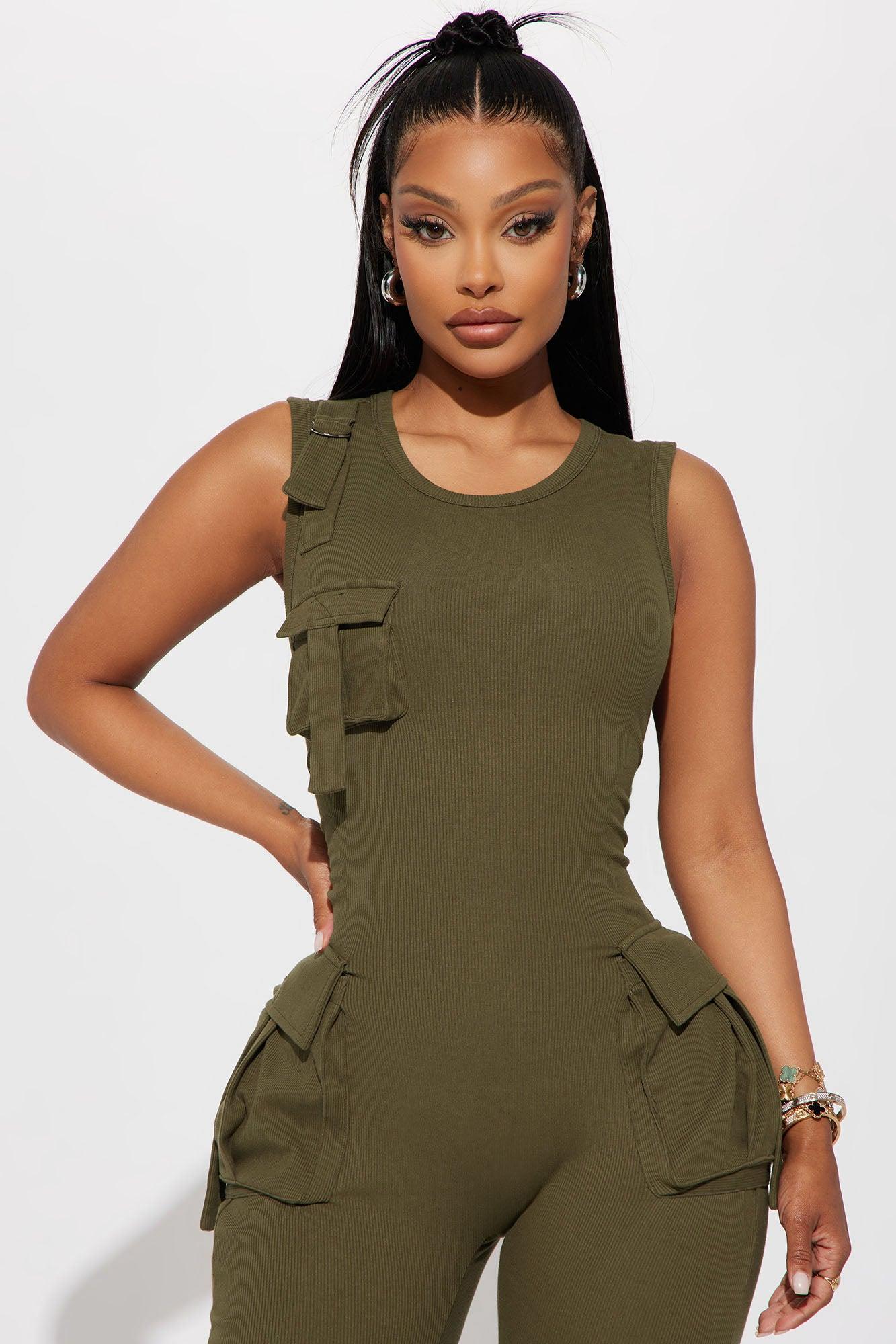 Maddix Ribbed Jumpsuit - Olive Product Image