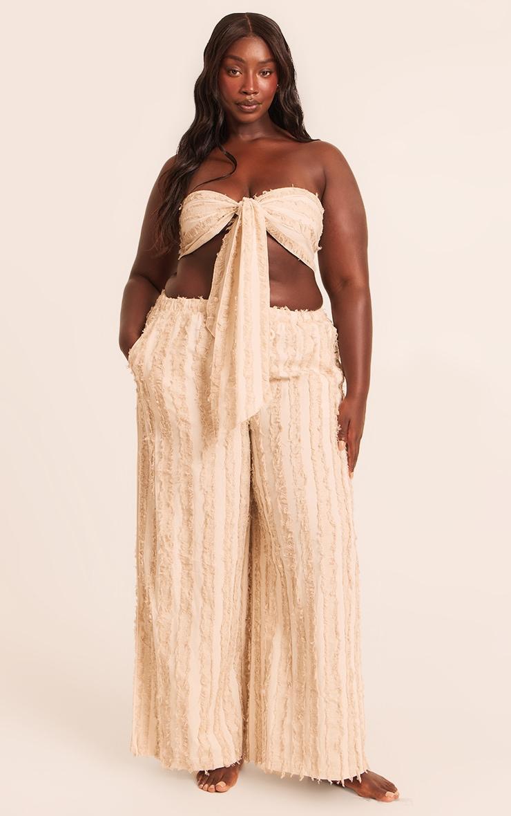 Plus Stone Frayed Linen Look Bandeau Tie Beach Top Product Image