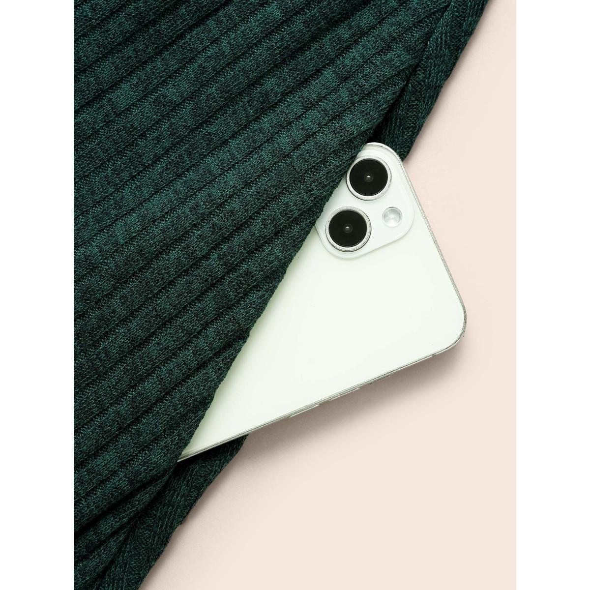 Plus Size Rib Knit Asymmetrical Neck Midi Dress DarkGreen Women Elegant Texture Asymmetrical Neck Long Sleeve Curvy BloomChic 14-16/1X Product Image