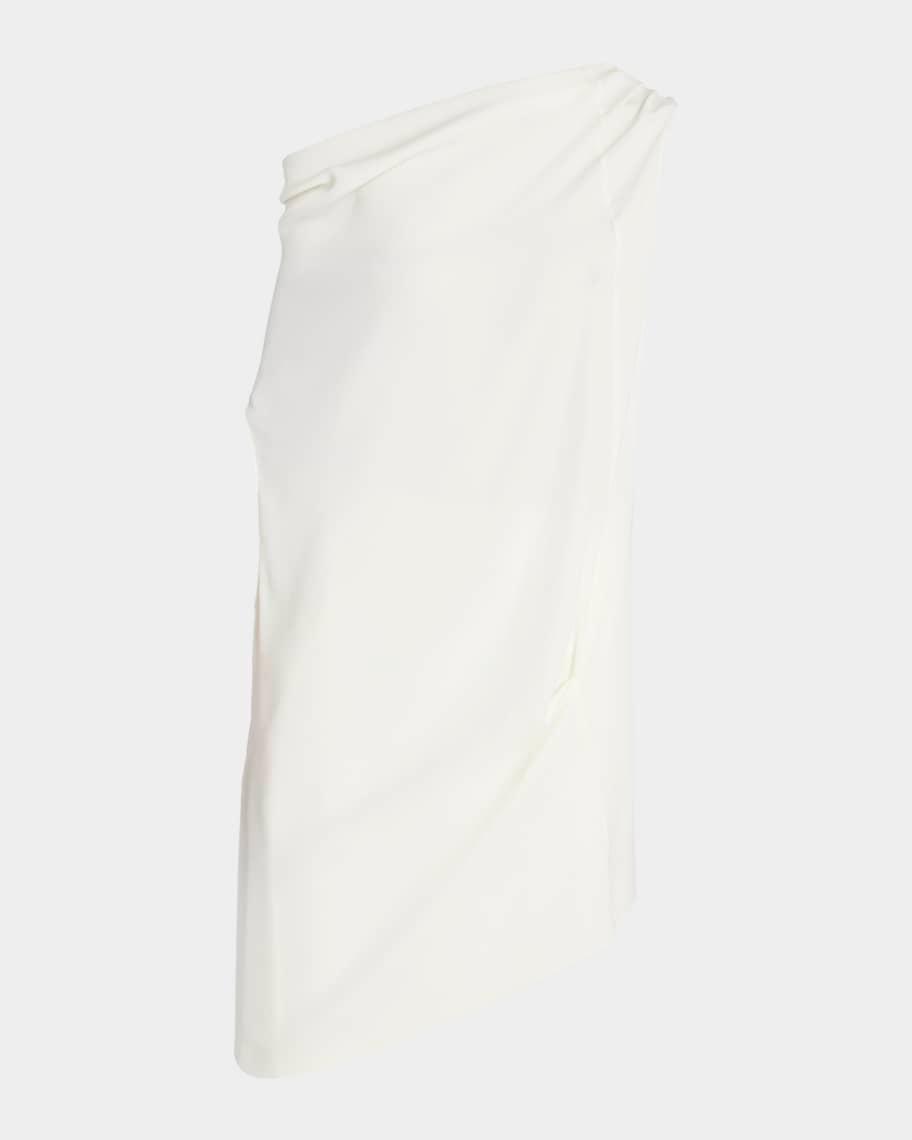 Aria Draped One-Shoulder Asymmetric Silk Tunic Top Product Image