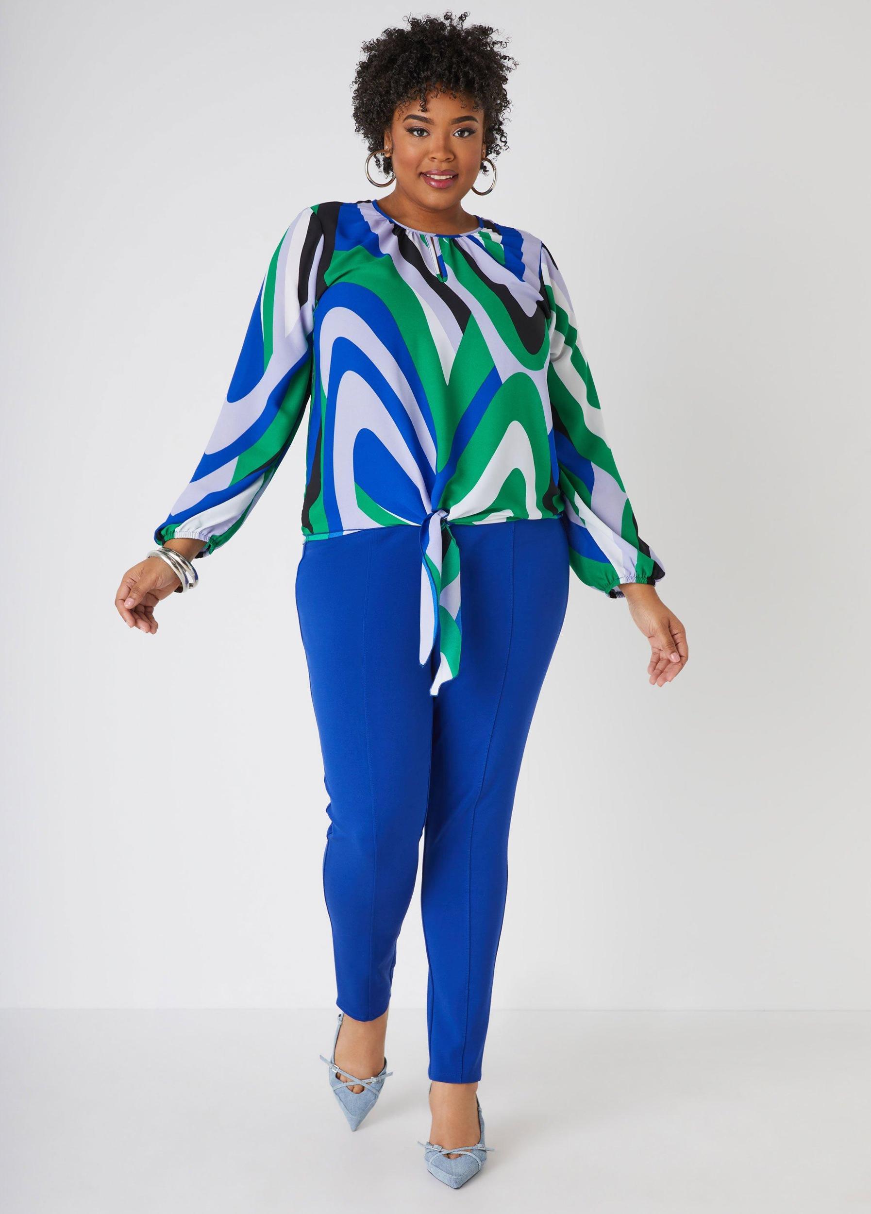 Tie Front Swirl Print Blouse Product Image