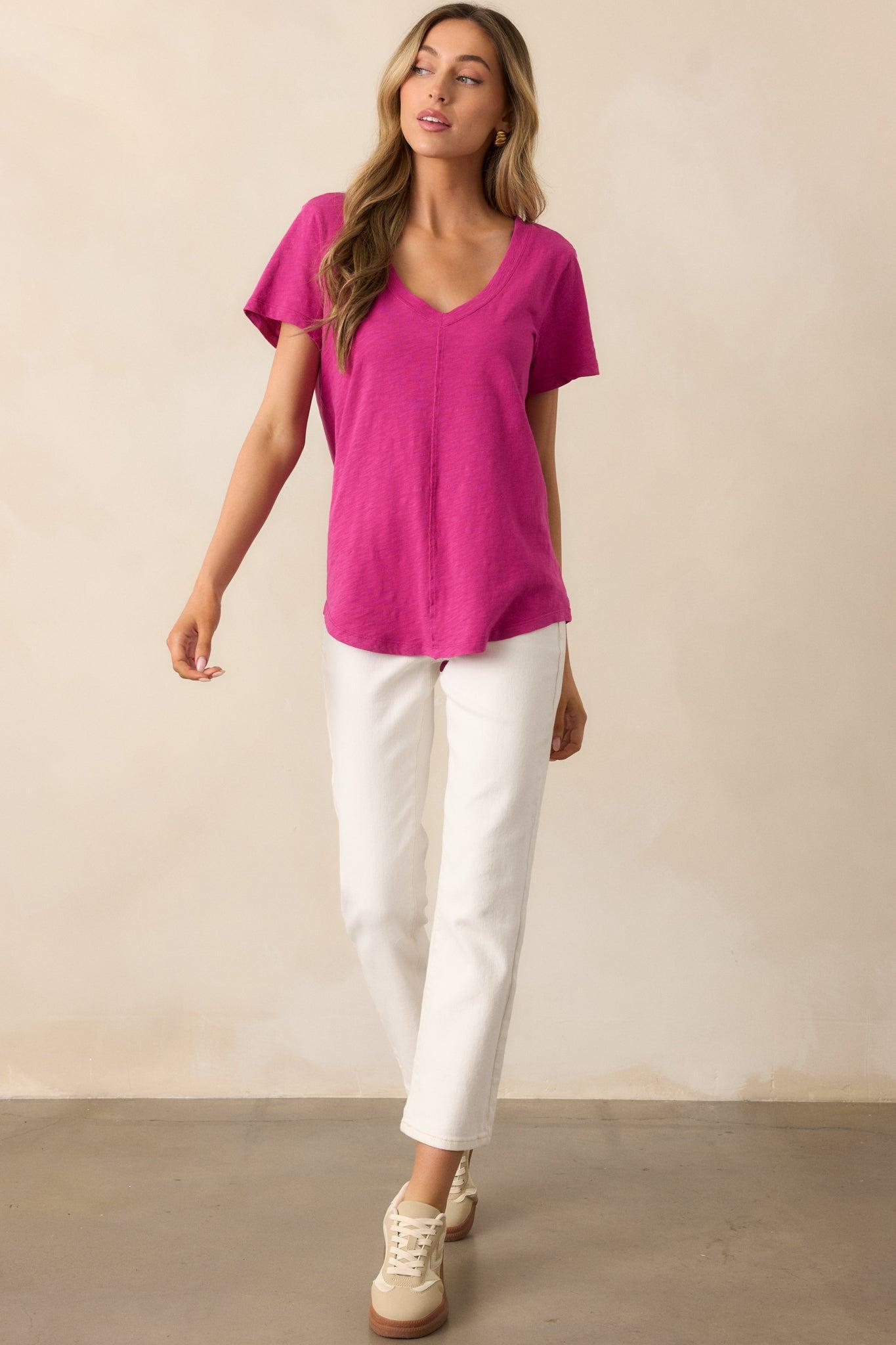 Z Supply Magenta Asher V-Neck Tee Product Image
