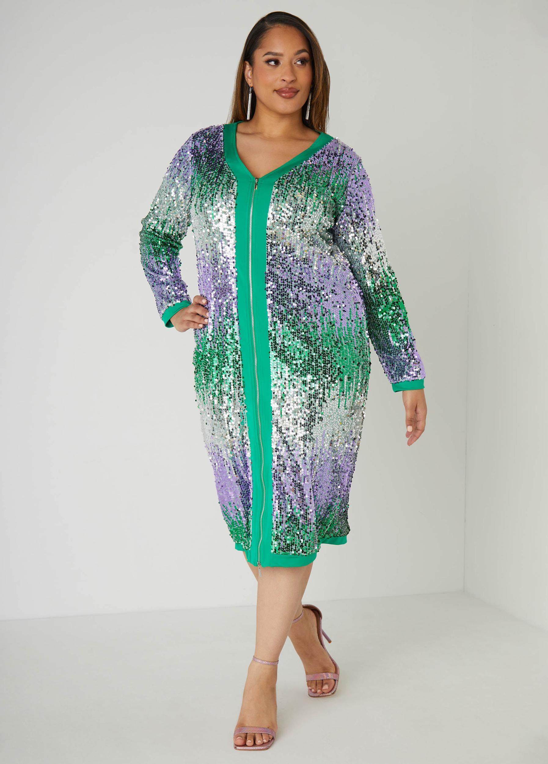 Ombre Sequined Bodycon Dress Product Image
