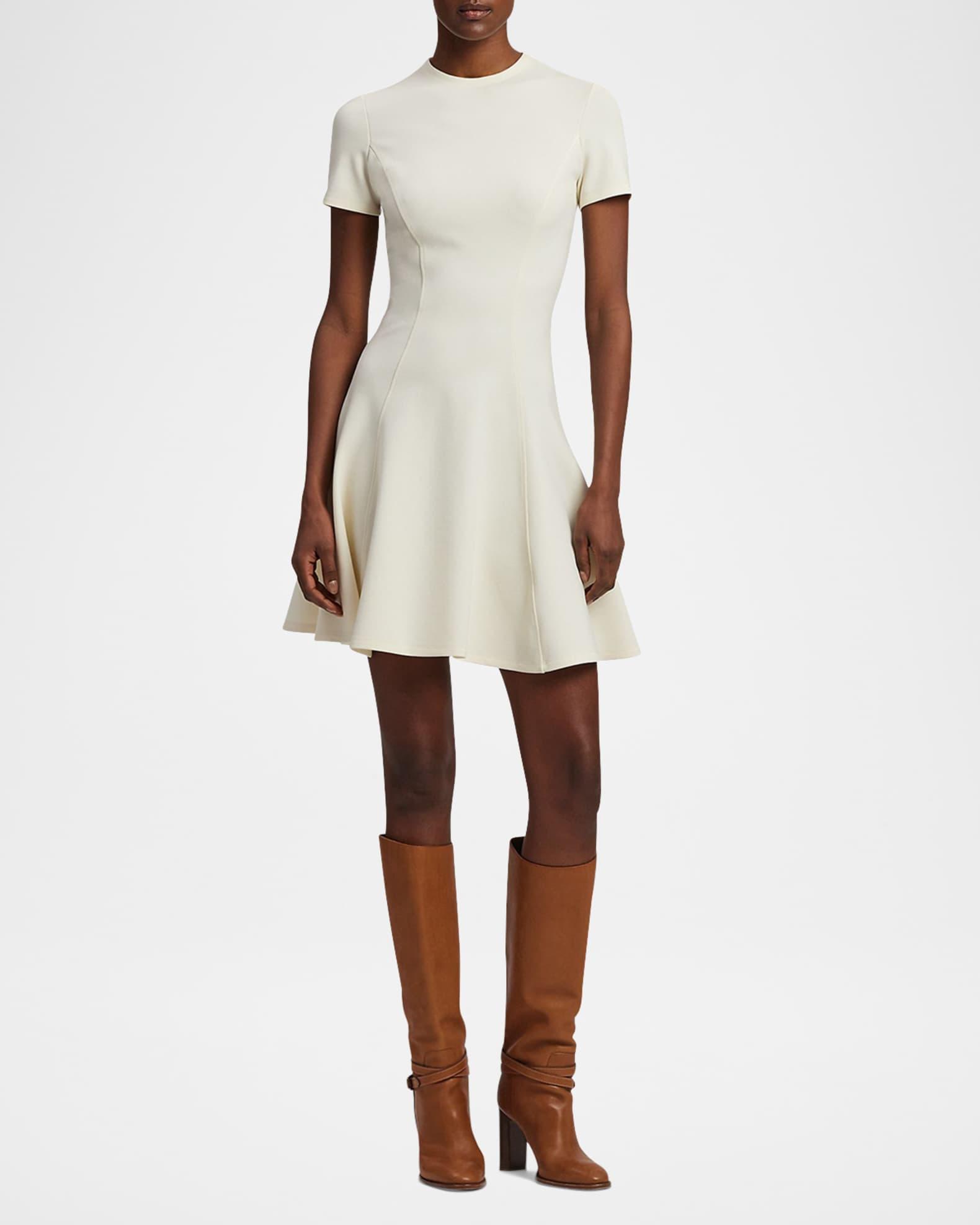 Structured Jersey Knit Flare Dress Product Image