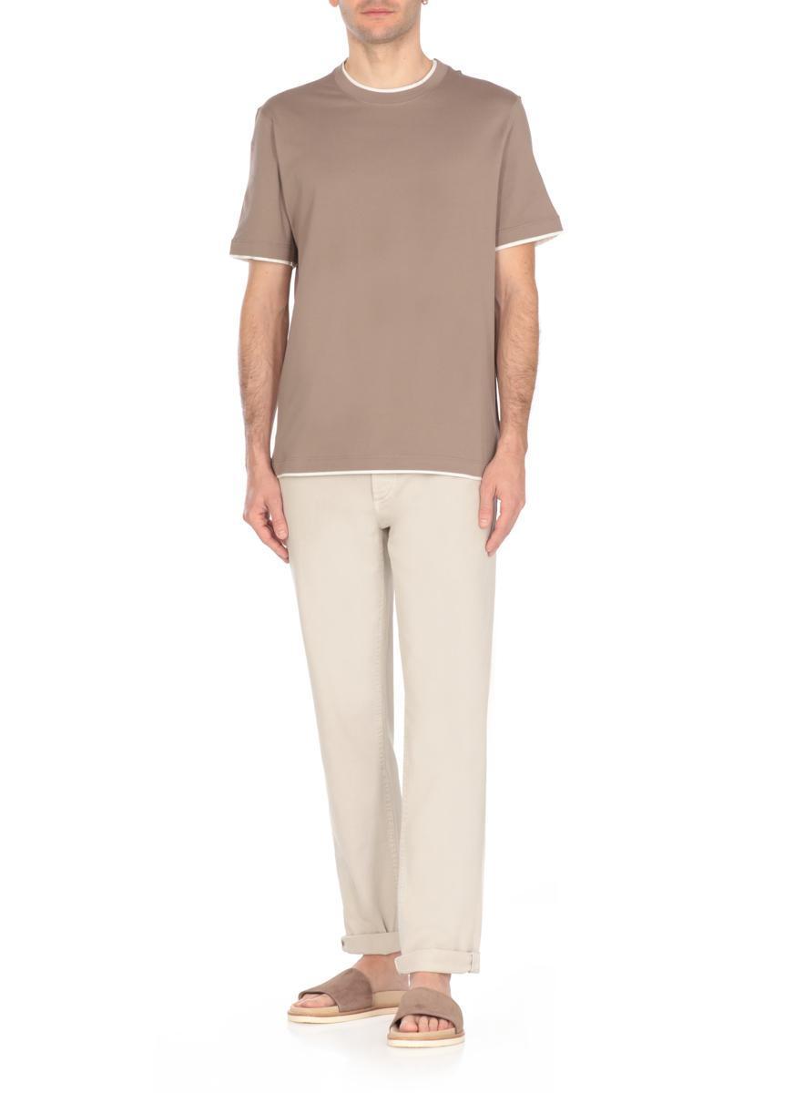 BRUNELLO CUCINELLI T-shirts And Polos In Bark+off White Product Image