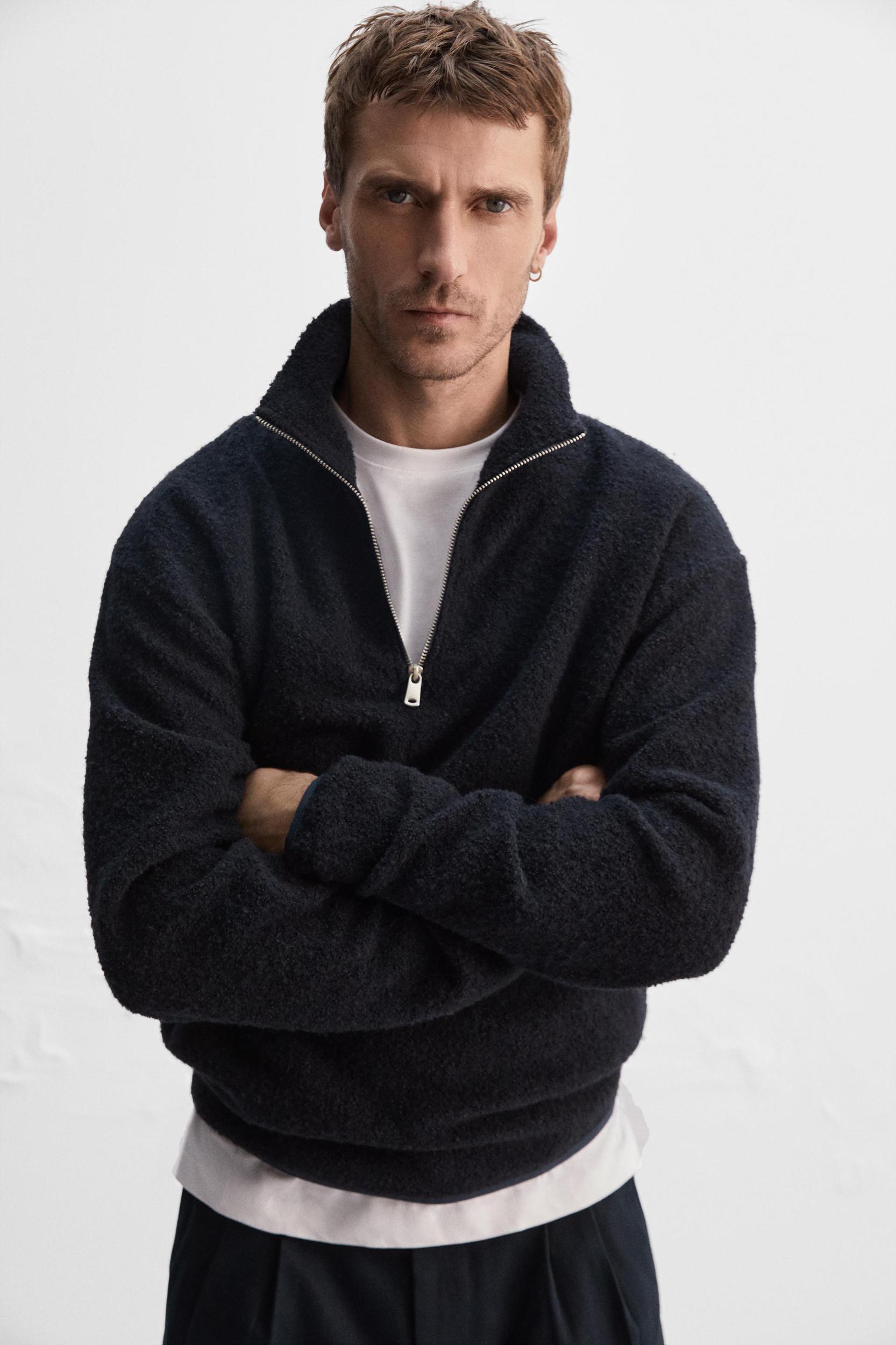 QUARTER ZIP BOUCLÉ SWEATSHIRT Product Image