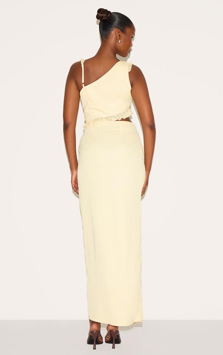Butter Cream Chiffon Frill Cut Out Maxi Dress Product Image