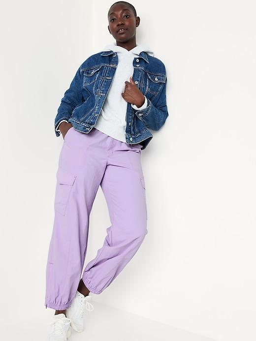 High-Waisted Ankle-Zip Cargo Joggers Product Image