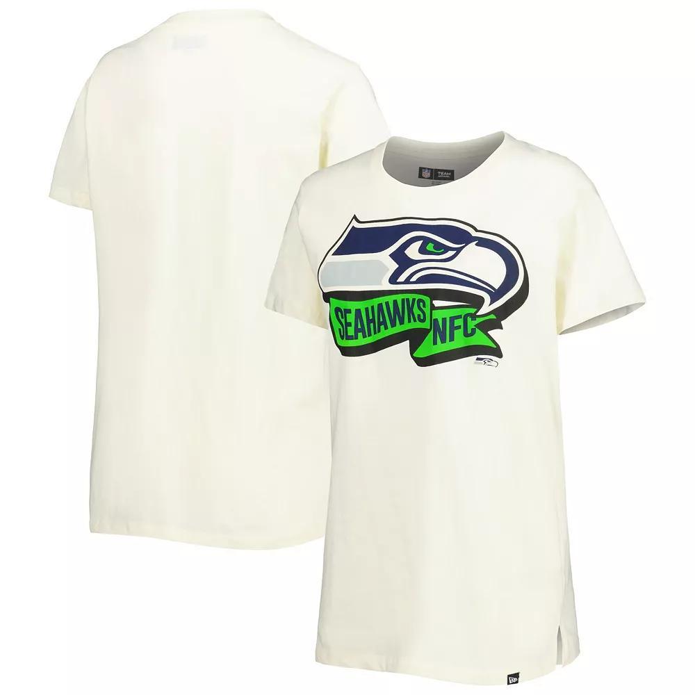 Womens New Era Cream Seattle Seahawks Chrome Sideline T-Shirt Product Image