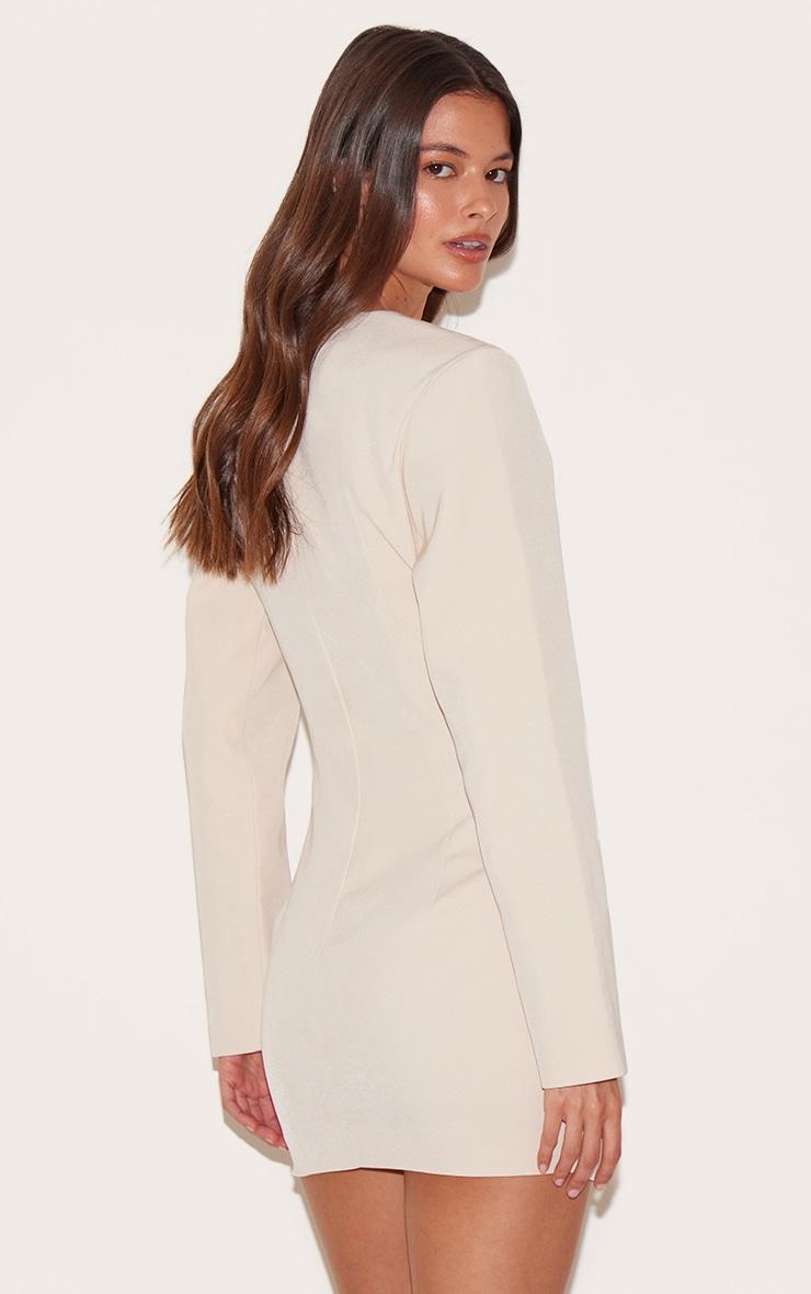  Almond Woven Tailored Button Up Mini Dress Product Image