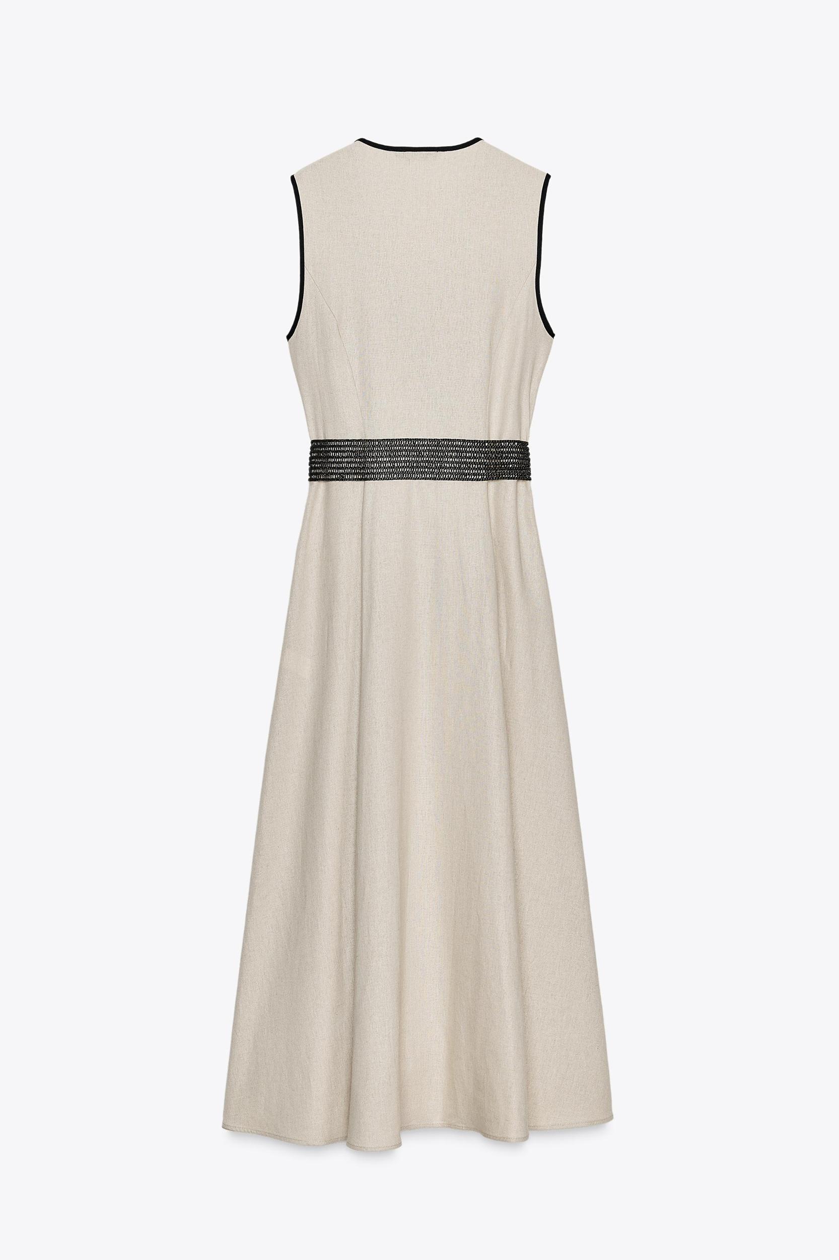 LINEN BELTED MIDI DRESS Product Image