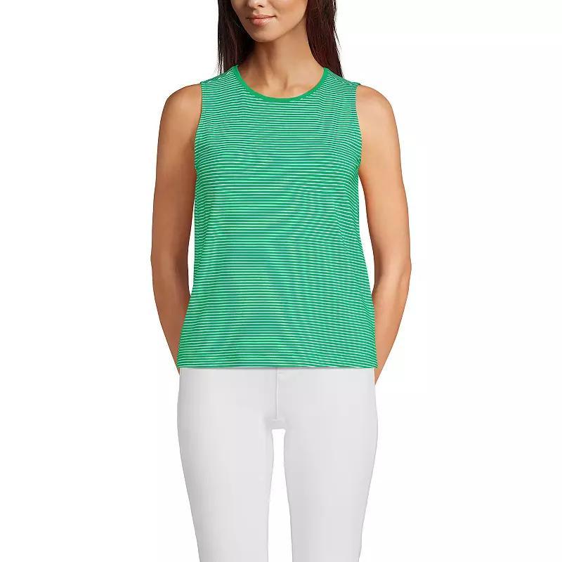 Women's Lands' End Lightweight Jersey Tank Top, Size: Large, Sweet Orange Stripe Product Image