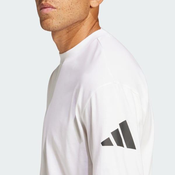 adidas Essentials Loose Fit 3 Bar Logo Tee White M Mens Product Image