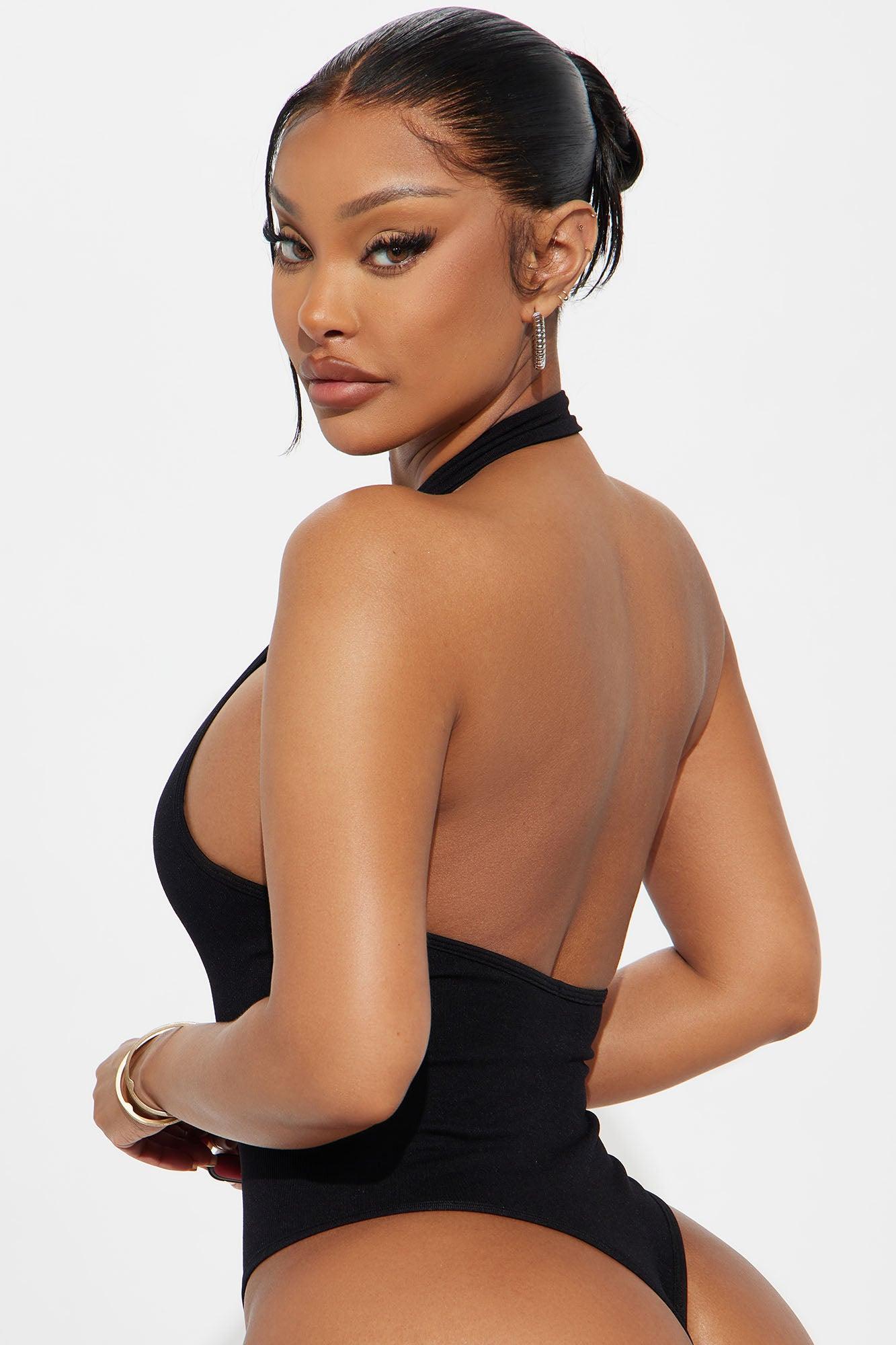 Like A Pro Mock Neck Halter Bodysuit - Black Product Image