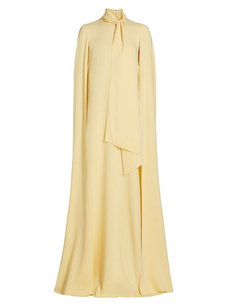 Womens Silk Tie-Neck Cape Gown Product Image