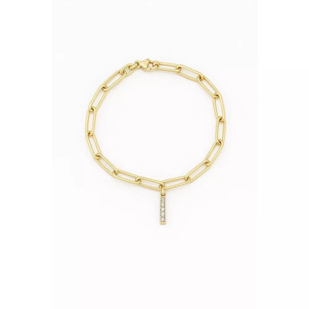 Meshmerise 18K Gold Over Silver Diamond Inital Bracelet, Women's, Size: 6-7" ADJ, Gold Tone I Product Image