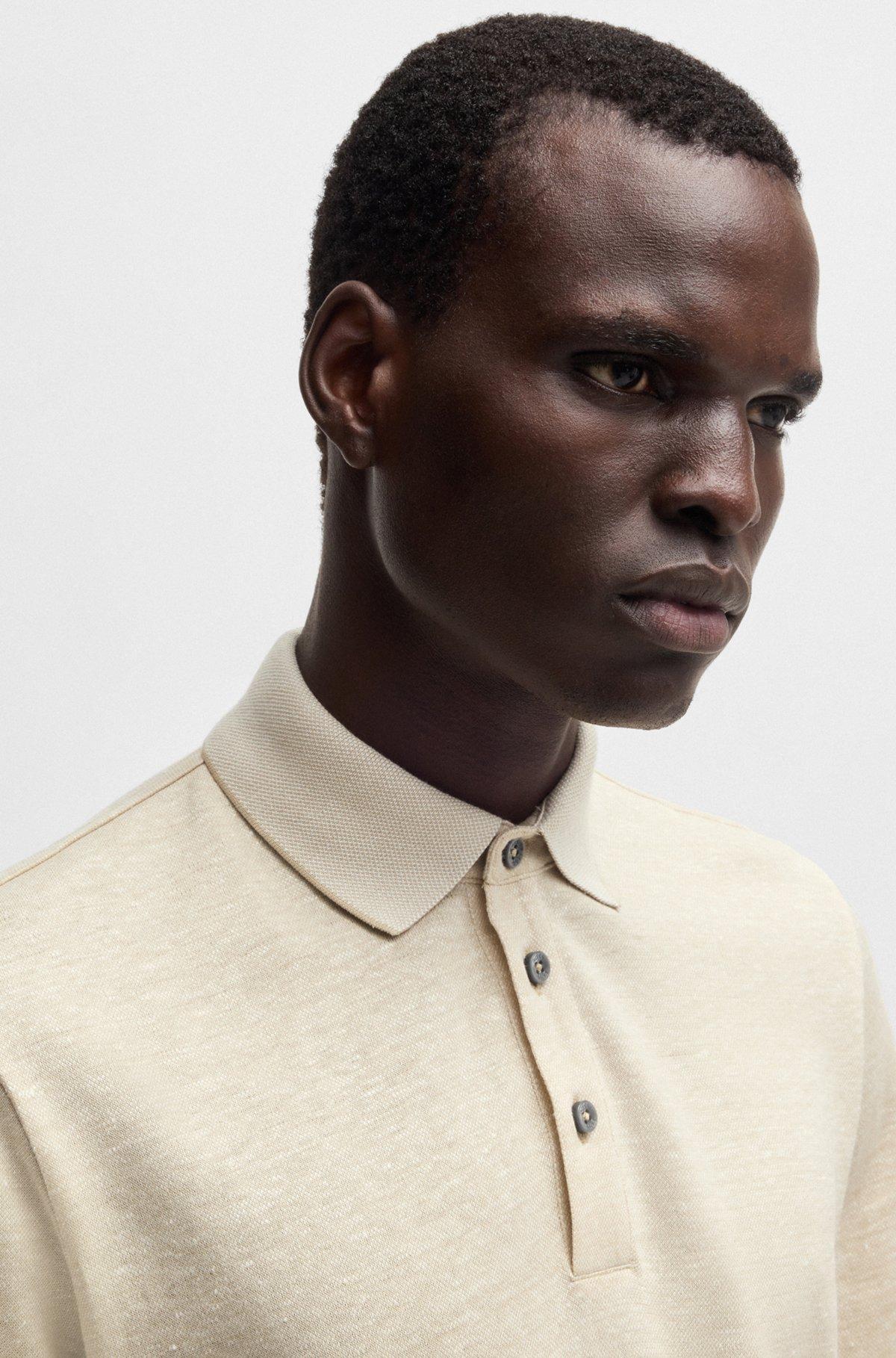 Knit polo shirt in cotton and linen Product Image