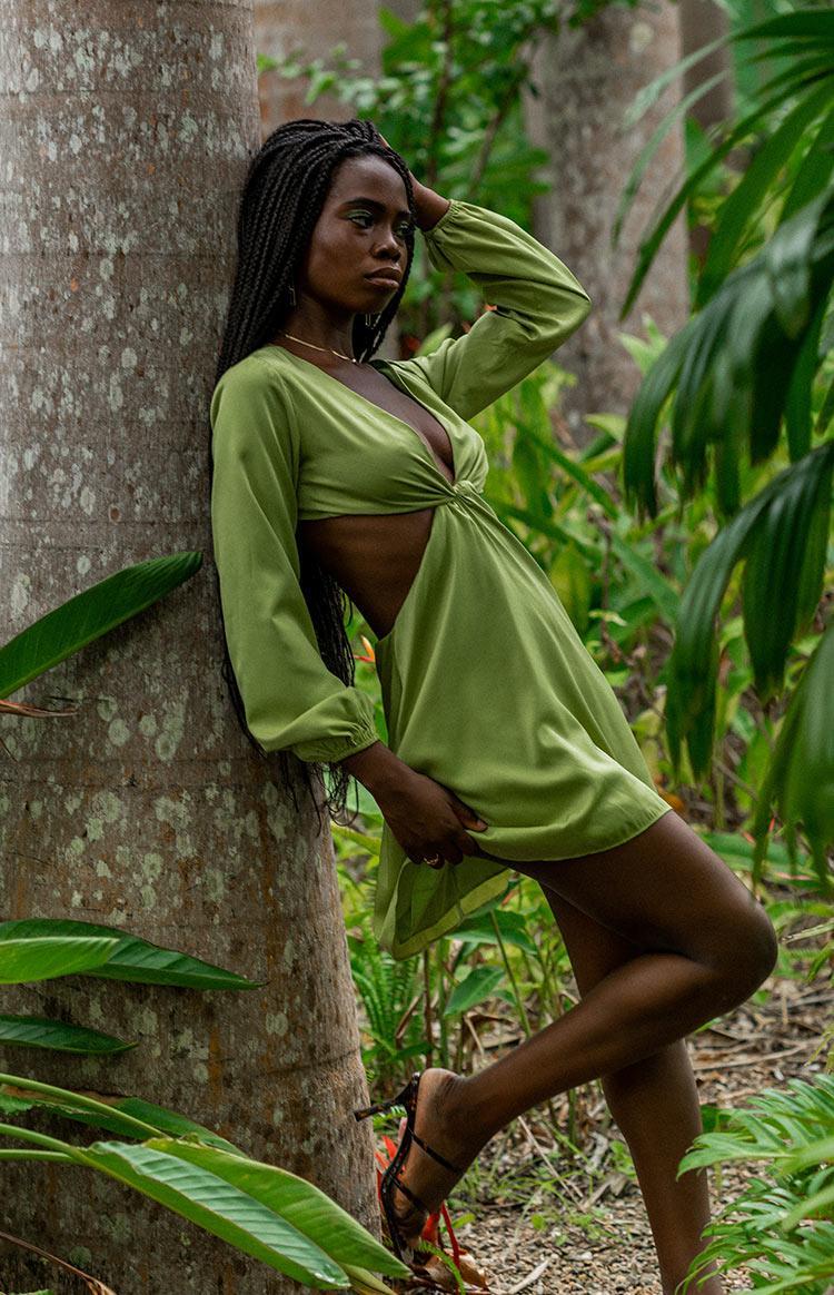 Mars Twist Mini Dress Green Product Image