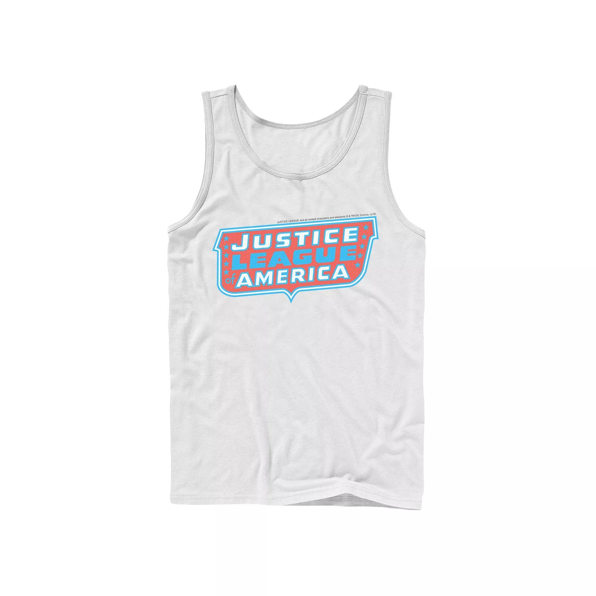 Men's DC Comics Justice League of America Text Poster Logo Tank Top, Size: XL, Grey Product Image