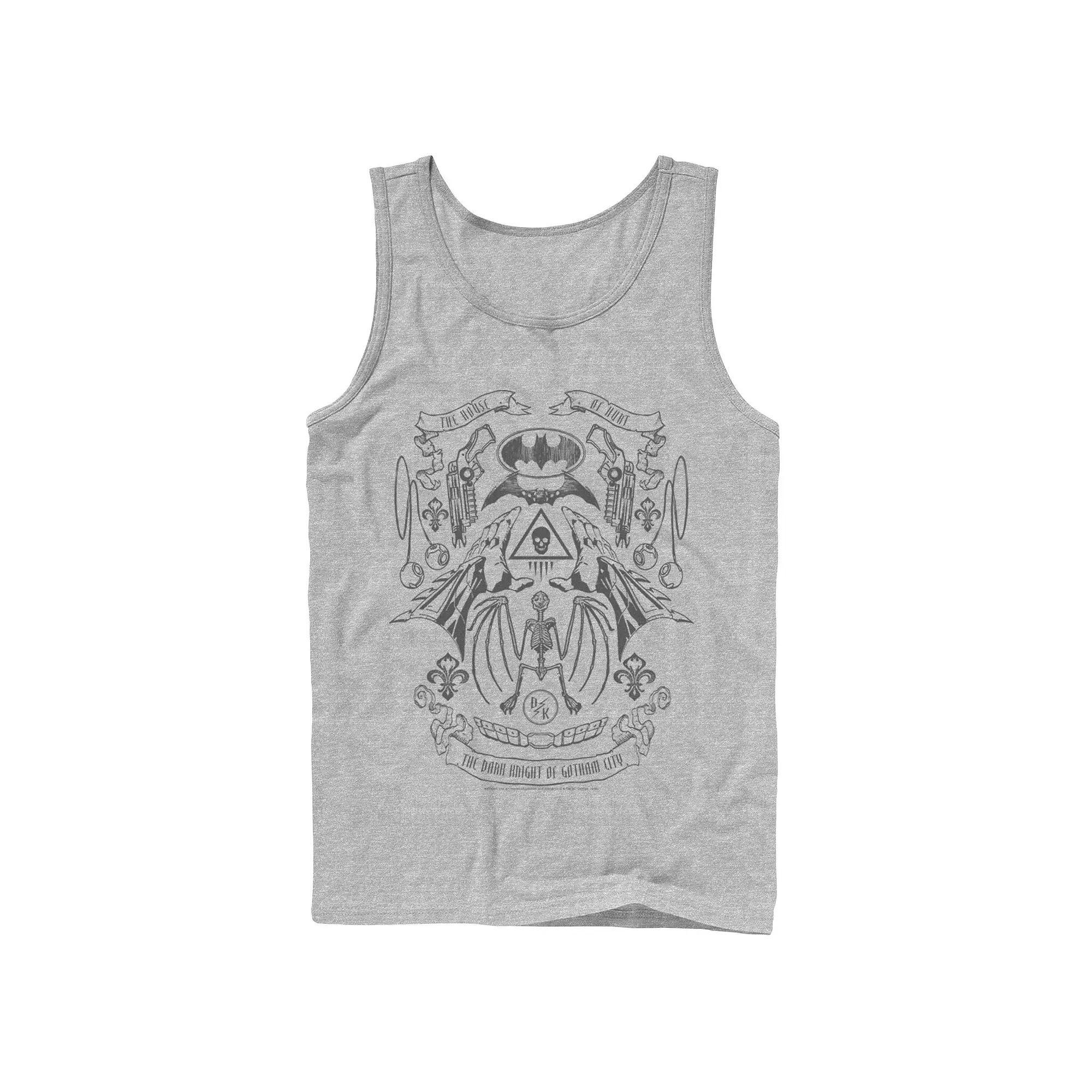 Men's Batman Utility Belt Collage Line Art Tank Top, Size: Large, Athletic Grey Product Image