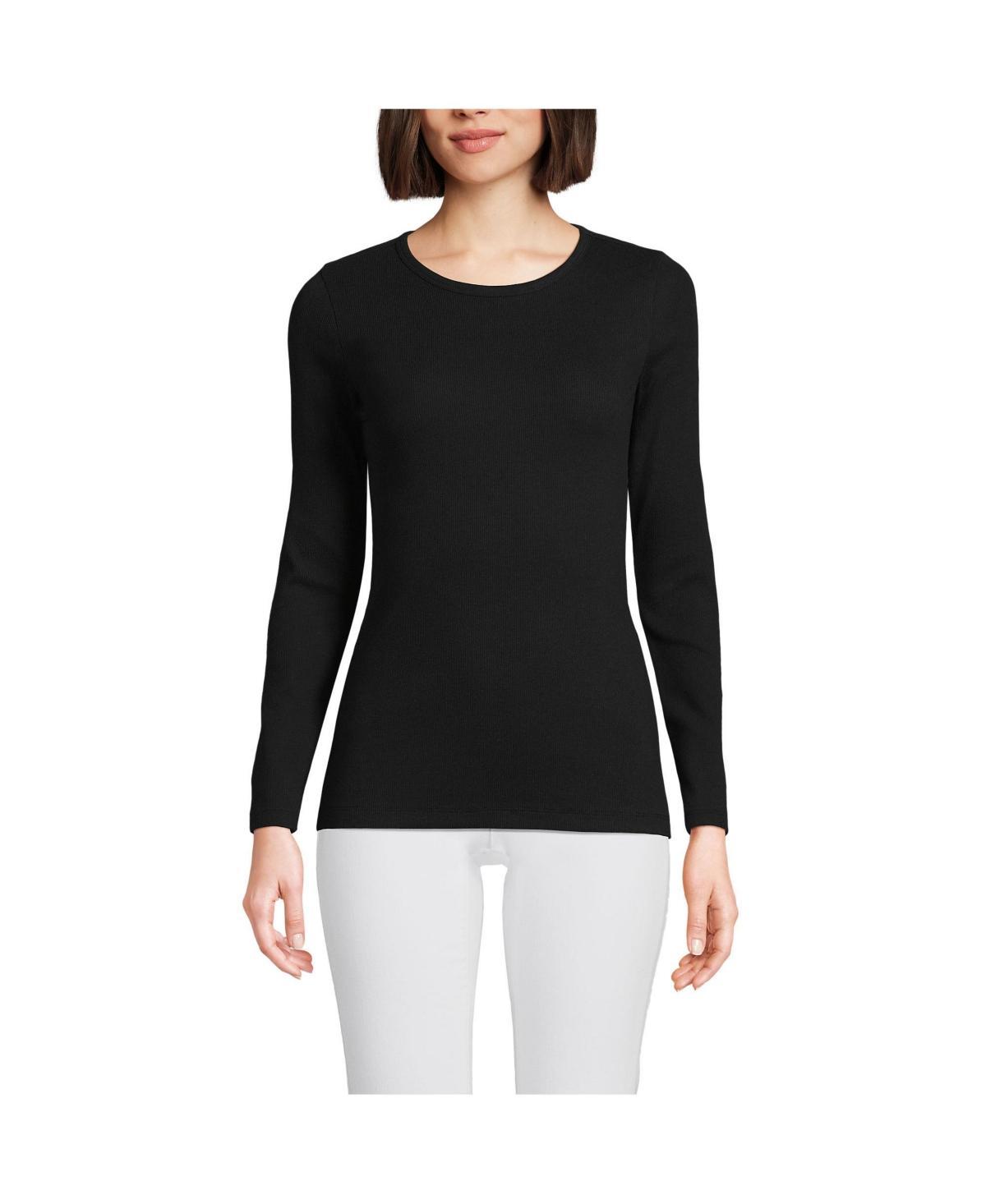 Women's Lands' End Micro Rib Tee, Size: Medium, Deep  Blue Product Image