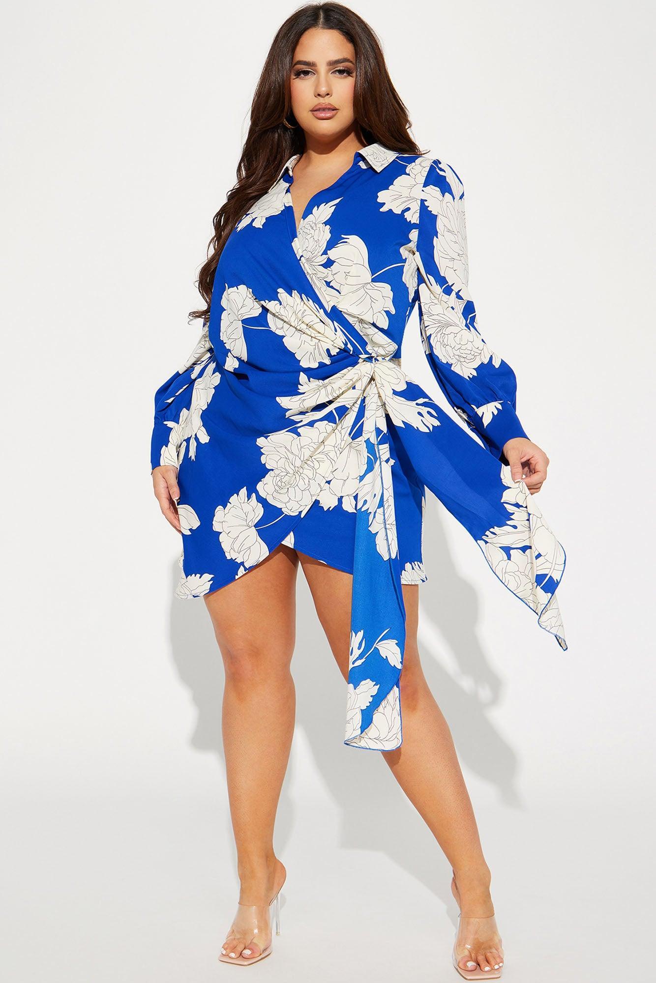 Alina Mini Dress - Royal/combo Product Image