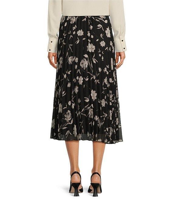 Anne Klein Pleated Chiffon Pull-On Midi Skirt Product Image