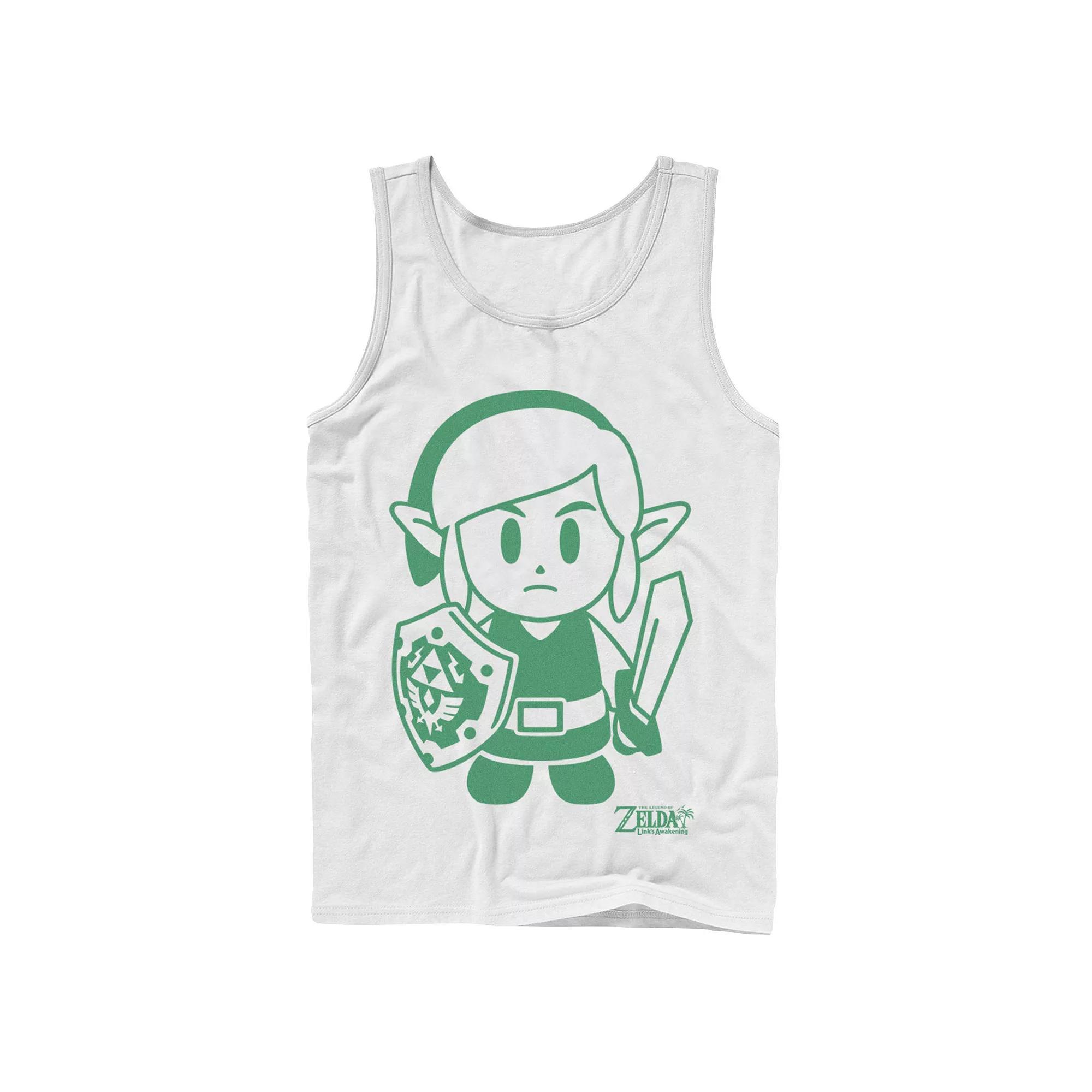Men's Nintendo Legend Of Zelda Links Awakening Link Green Outline Portrait Tank Top, Size: Large, White Product Image