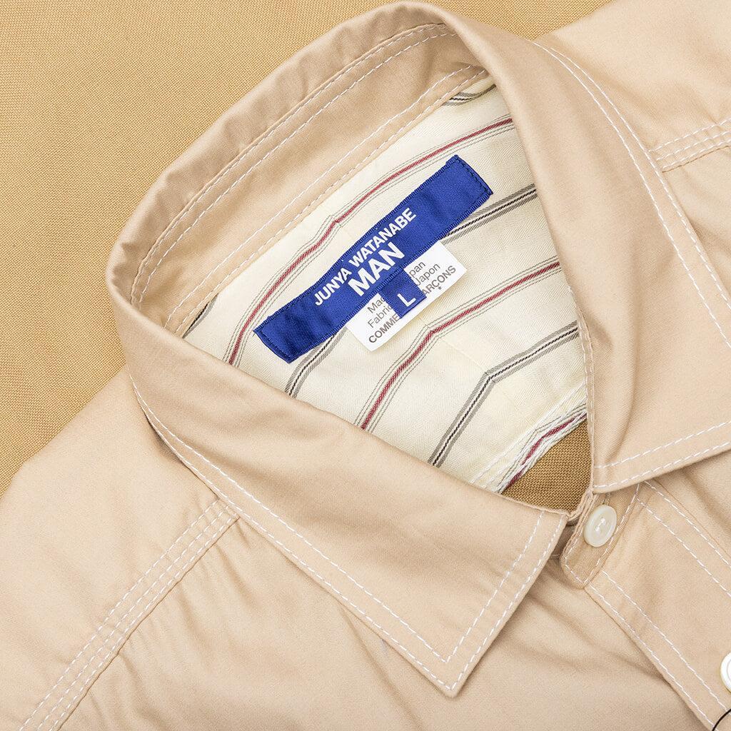 Two Tone Button Up Shirt - Beige Male Product Image