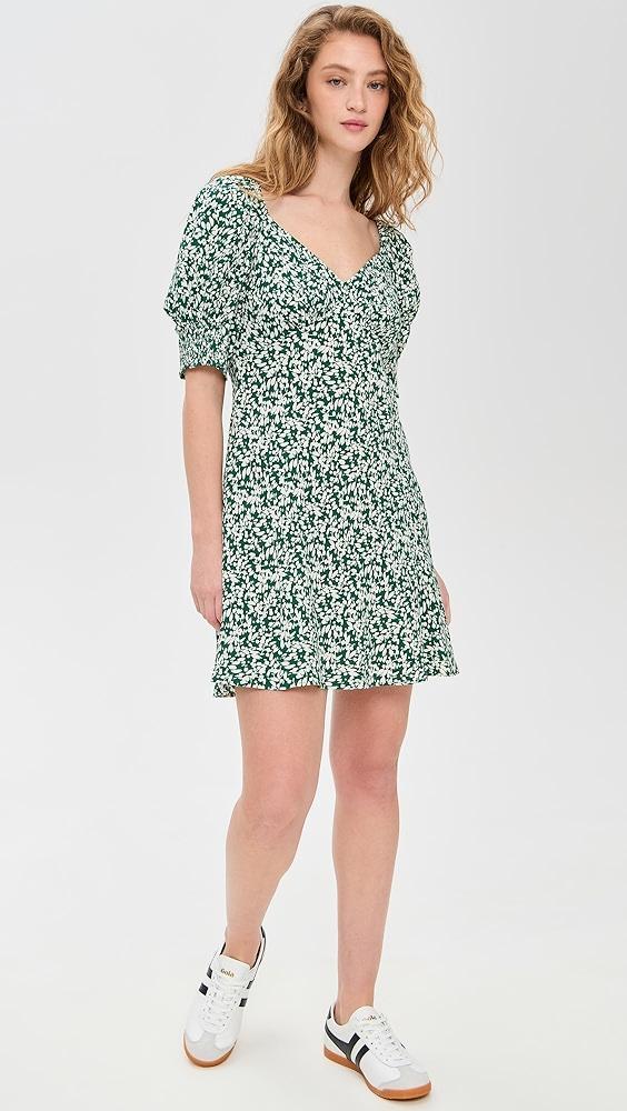 Madewell Crepe V Neck Green Printed Mini Dress | Shopbop Product Image