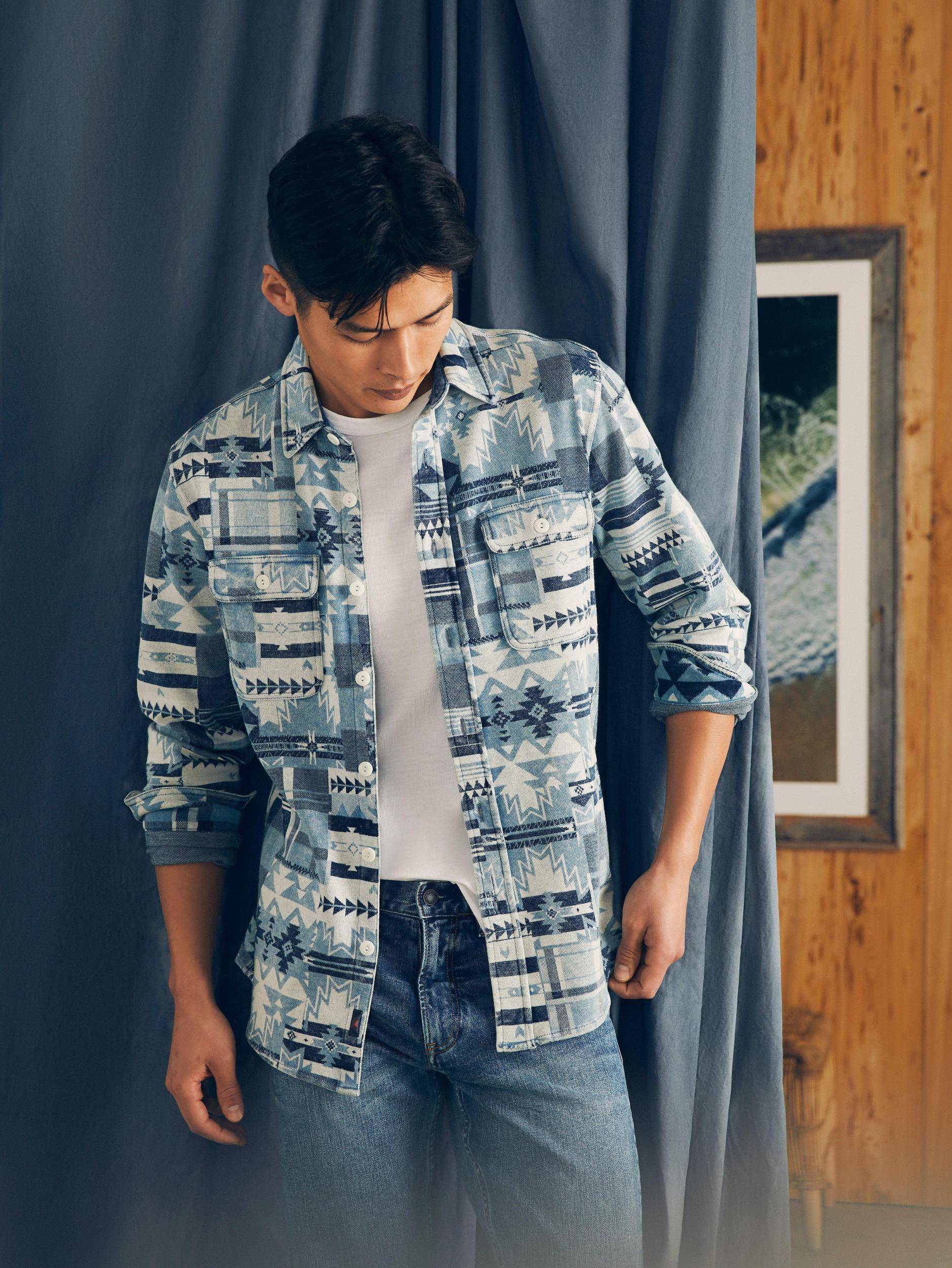 Doug Good Feather Knit Shirt Jacket - Indigo Lakes Jacquard Male Product Image