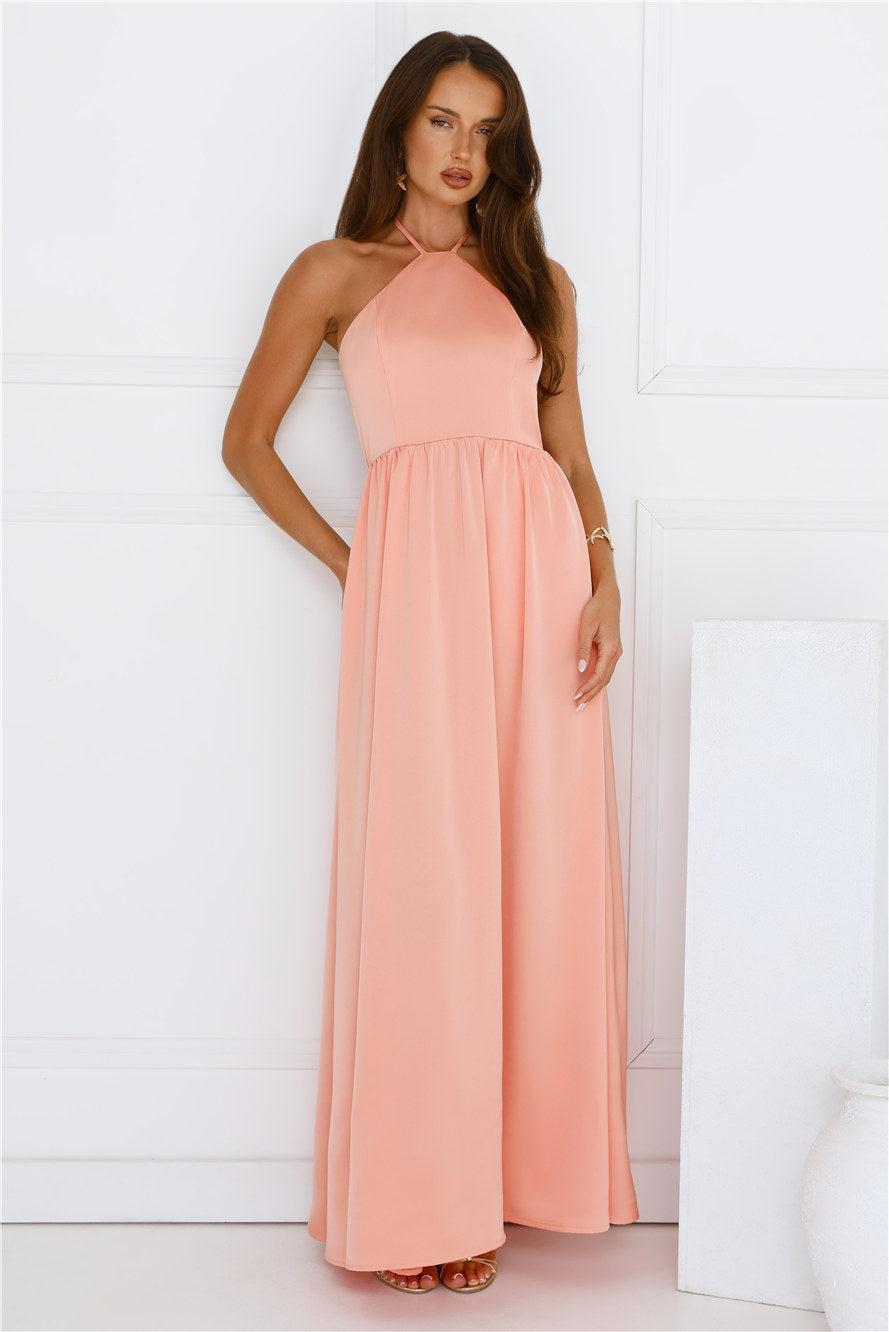 Lush Riviera Halter Maxi Dress Peach Product Image