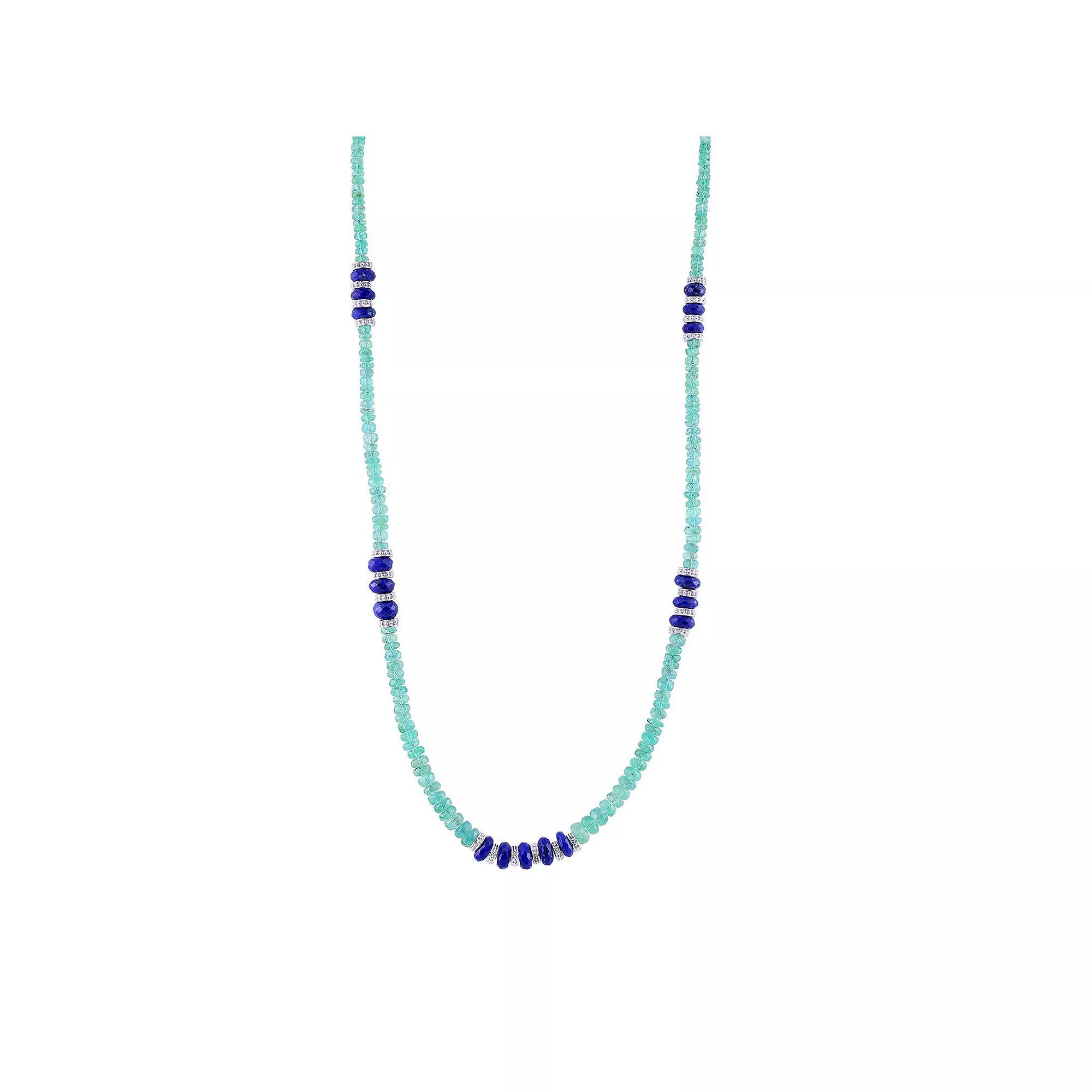 Gemistry Sterling Silver Gemstone Beaded Necklace, Women's, Size: 18", Green Lapis Product Image