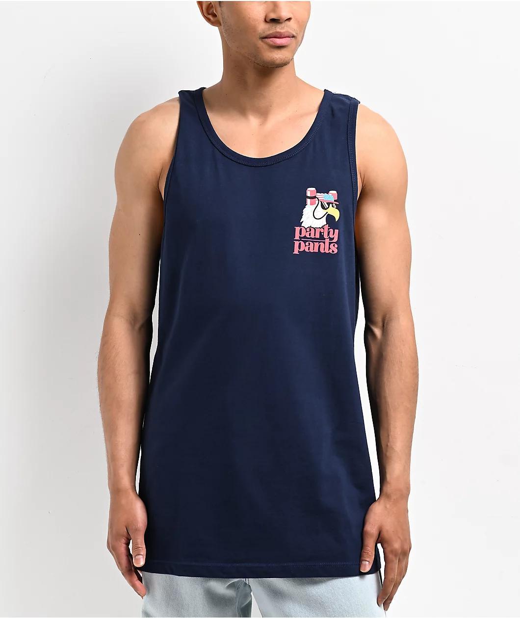 Party Pants Shred Eagle Navy Tank Top Product Image