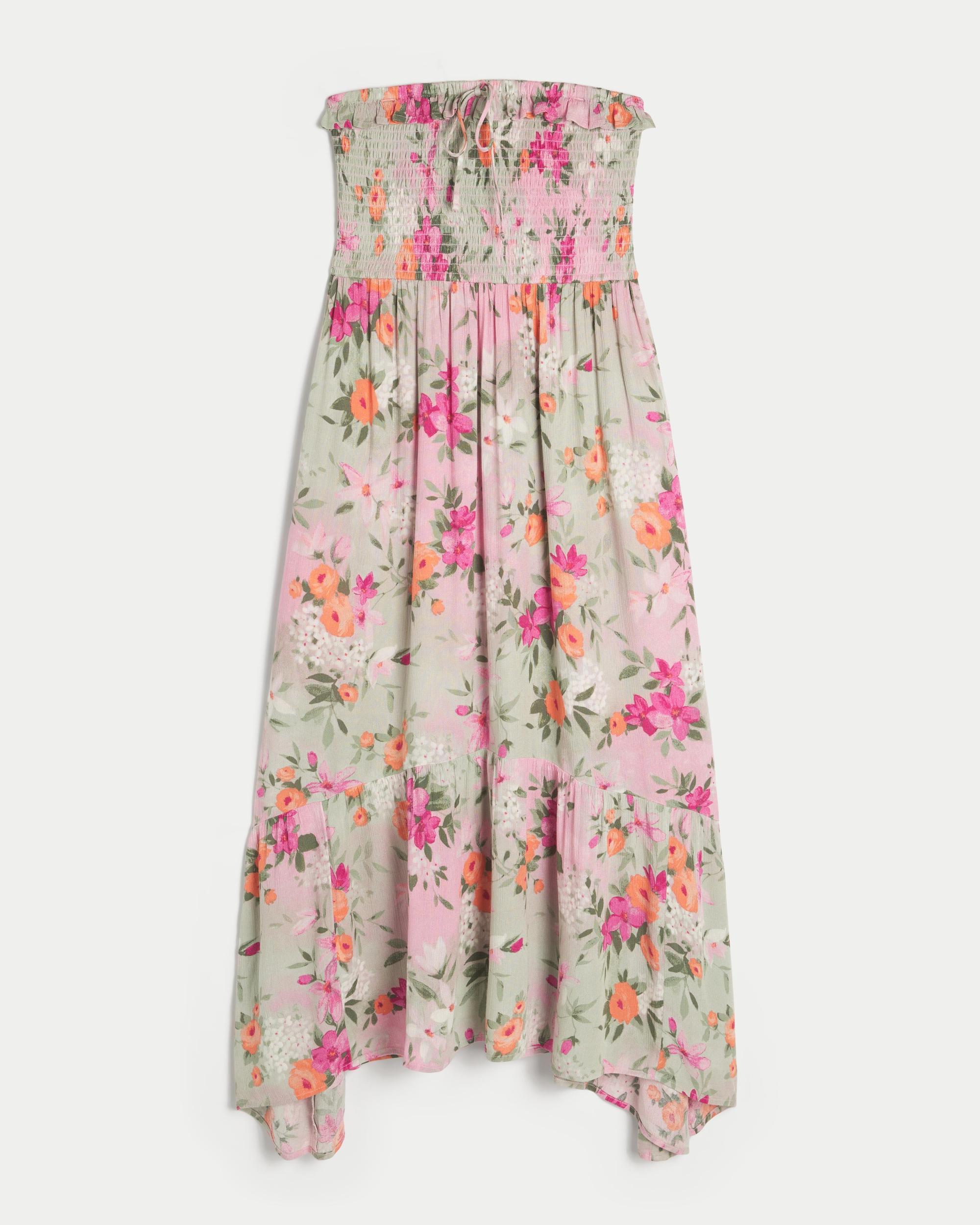 Strapless Asymmetrical Hem Maxi Dress Product Image