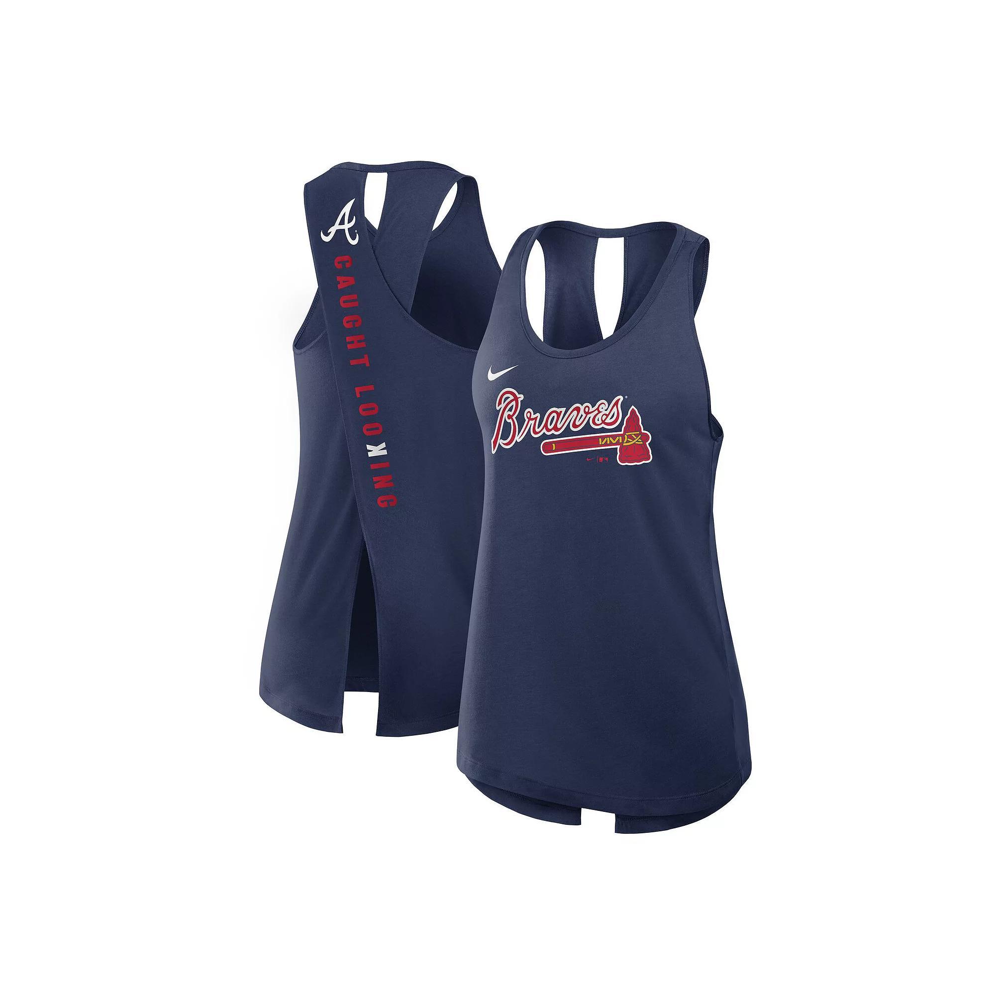 Women's Nike Navy Atlanta Braves Crisscross Performance Tank Top, Size: Medium, Blue Product Image